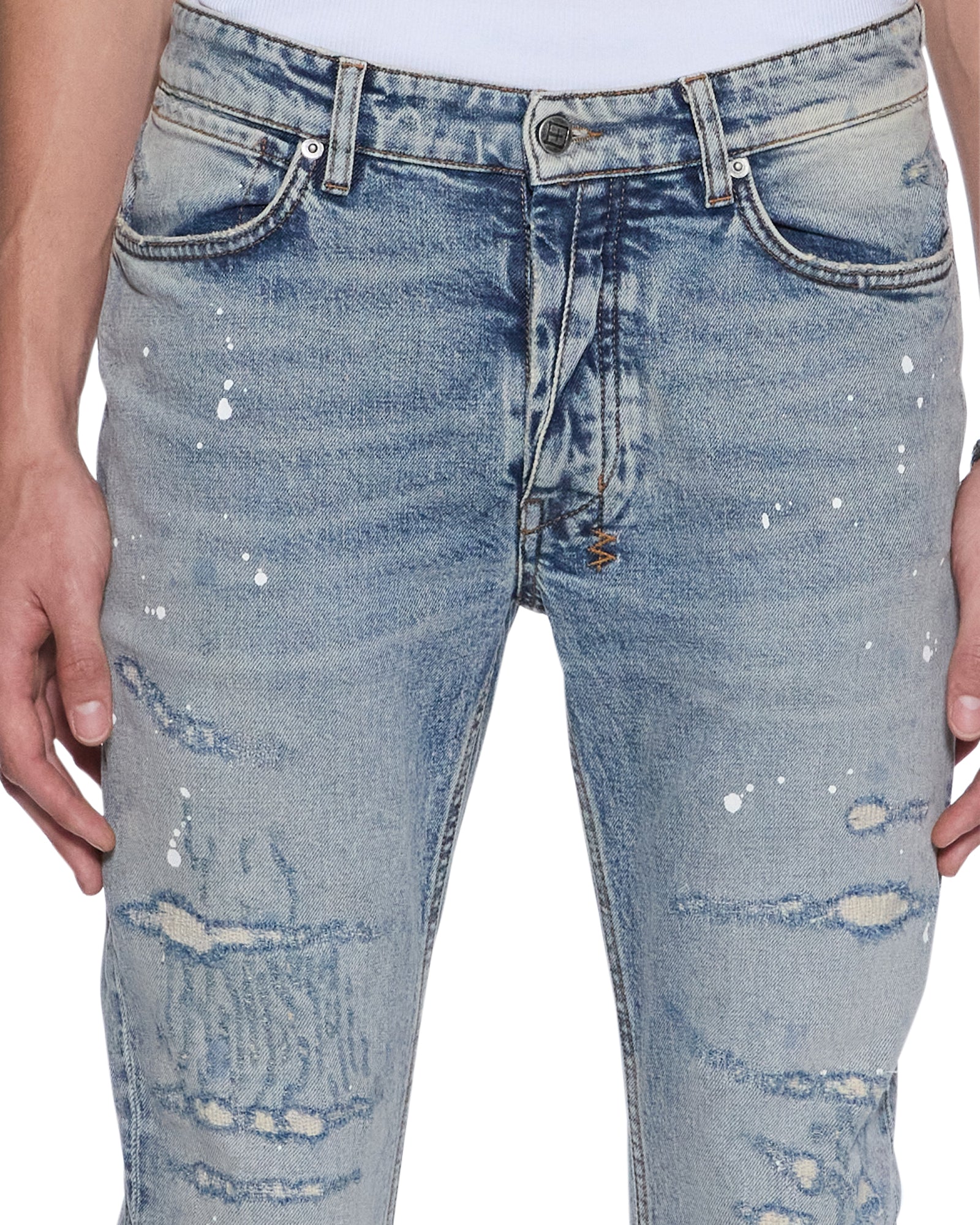 Mens Van Winkle Paint Summer Blue Skinny Denim Jeans | Ksubi ++