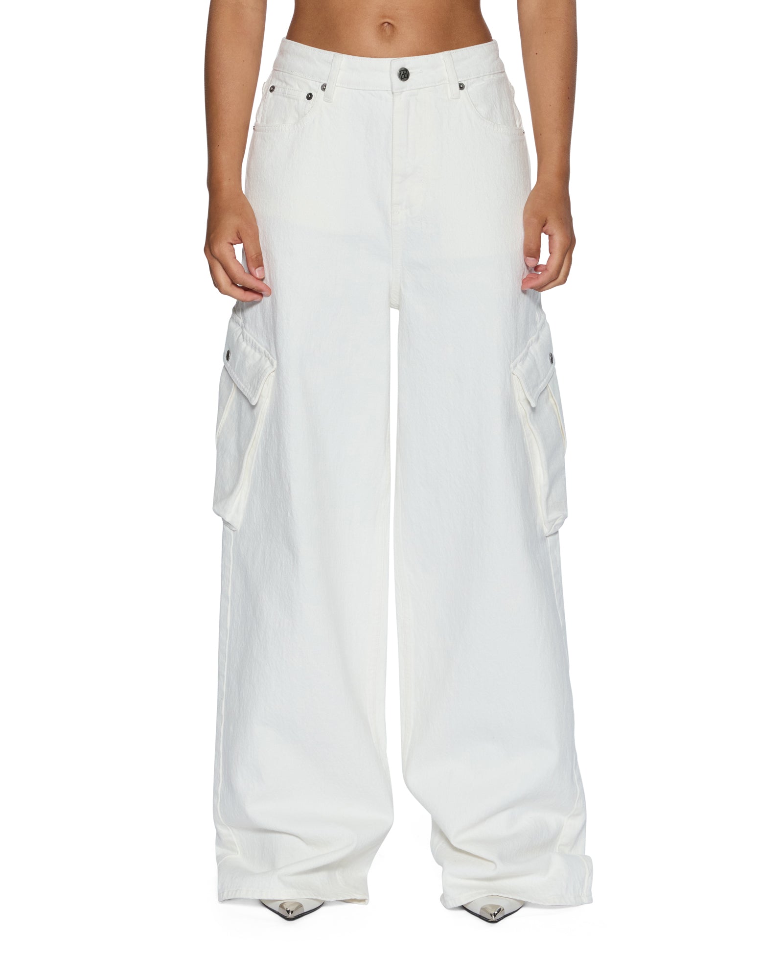 WOMENS  BAGGY JEAN CARGO ECRU BAGGY DENIM JEANS