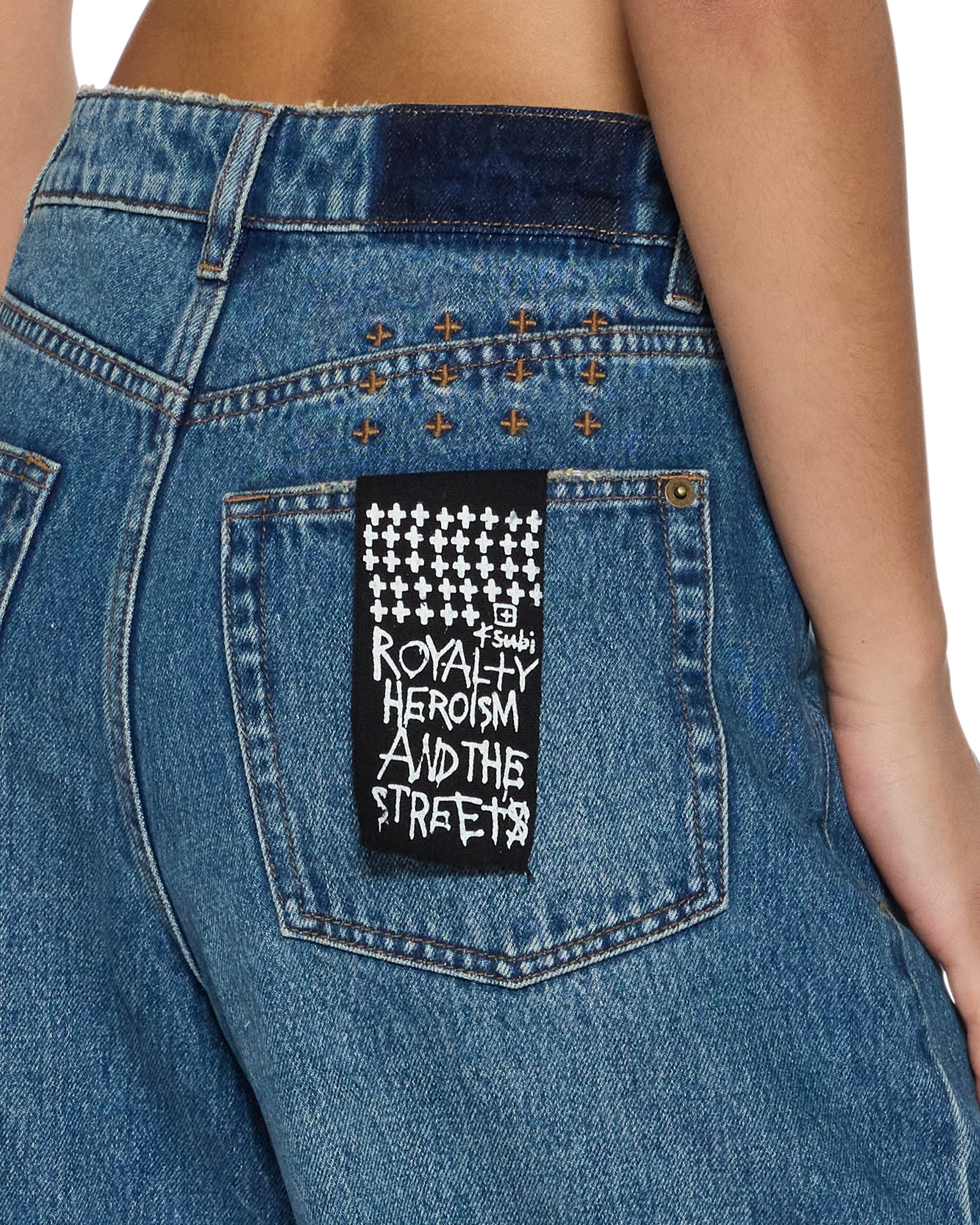 WOMENS  BARREL JEAN AGED BARREL LEG DENIM JEANS