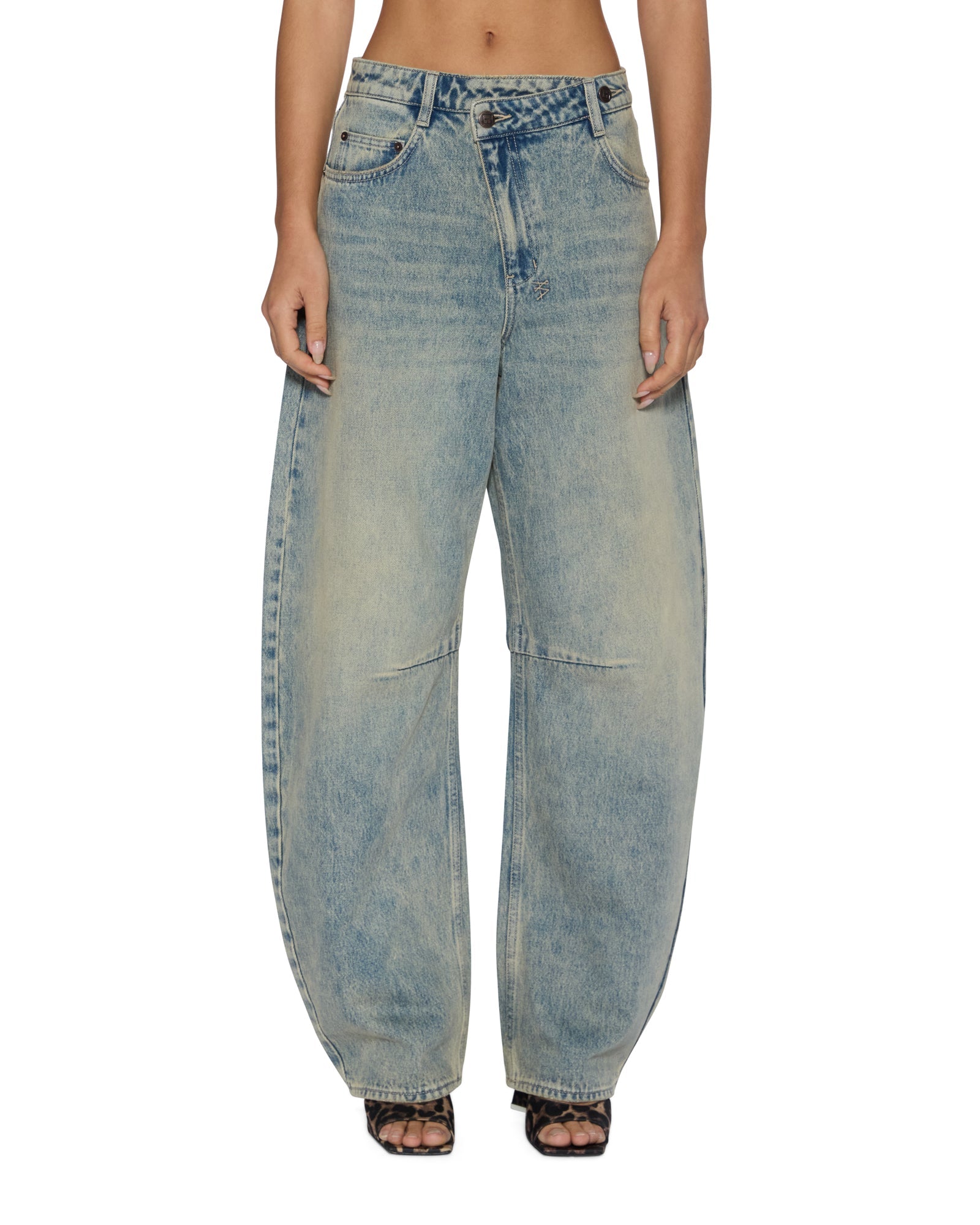 WOMENS BARREL JEAN FOLK BARREL LEG DENIM JEANS