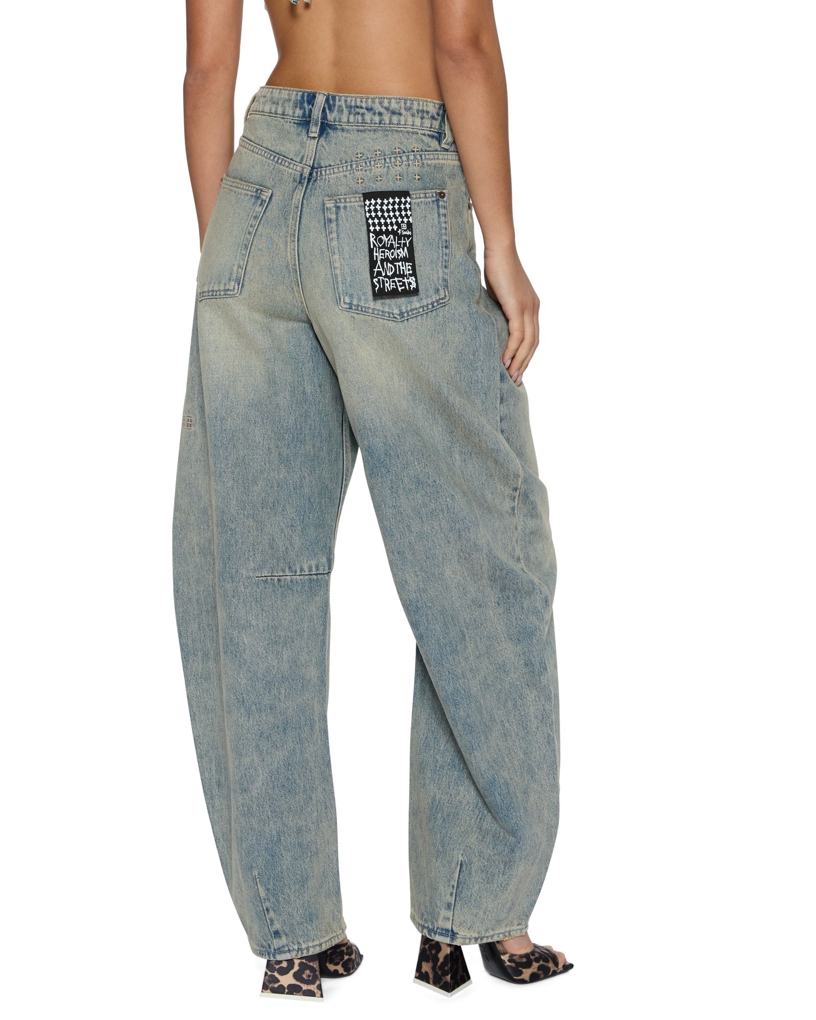 WOMENS  BARREL JEAN FOLK BARREL LEG DENIM JEANS