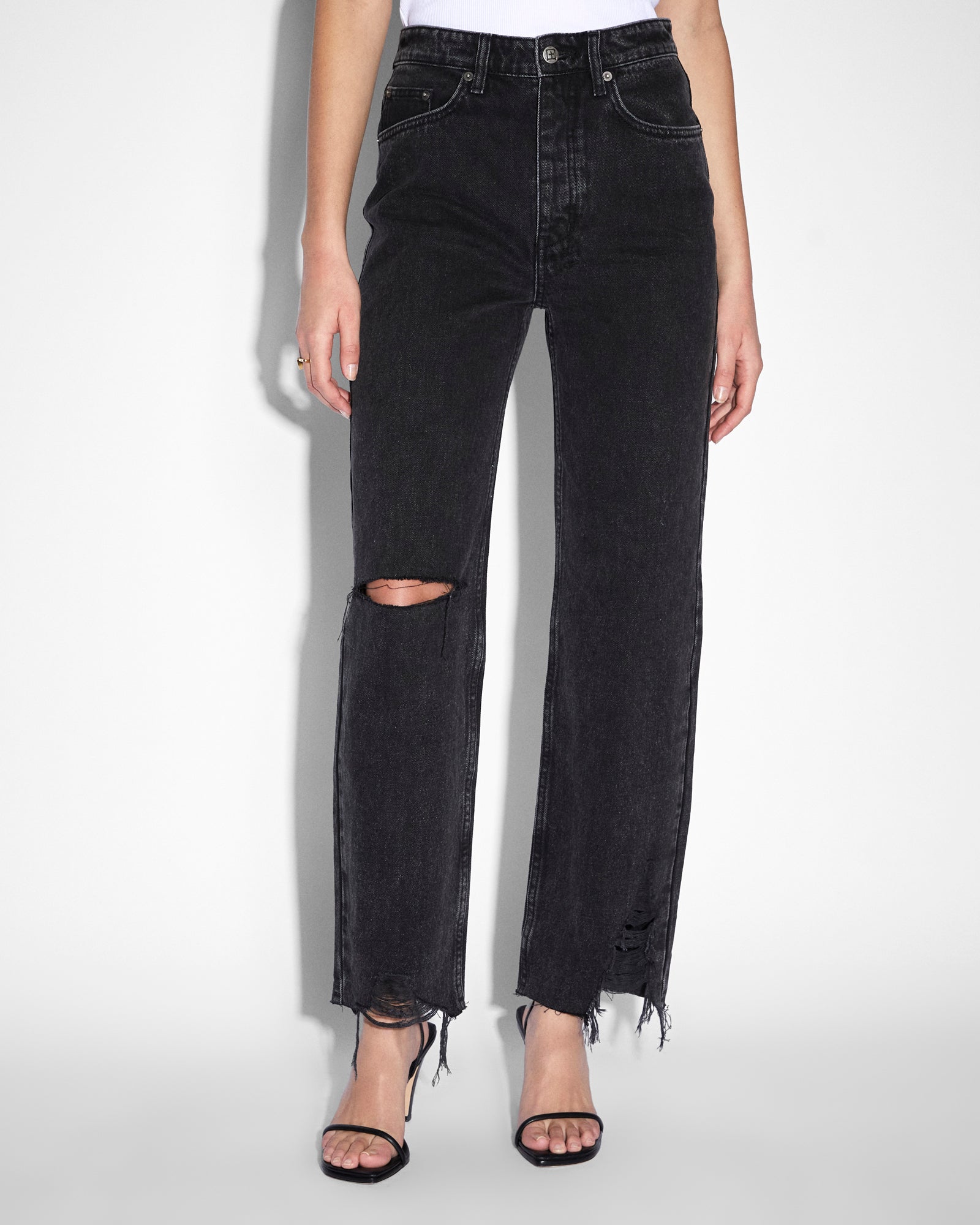 WOMENS  BROOKLYN JEAN SHADOW TRASHED STRAIGHT DENIM JEANS
