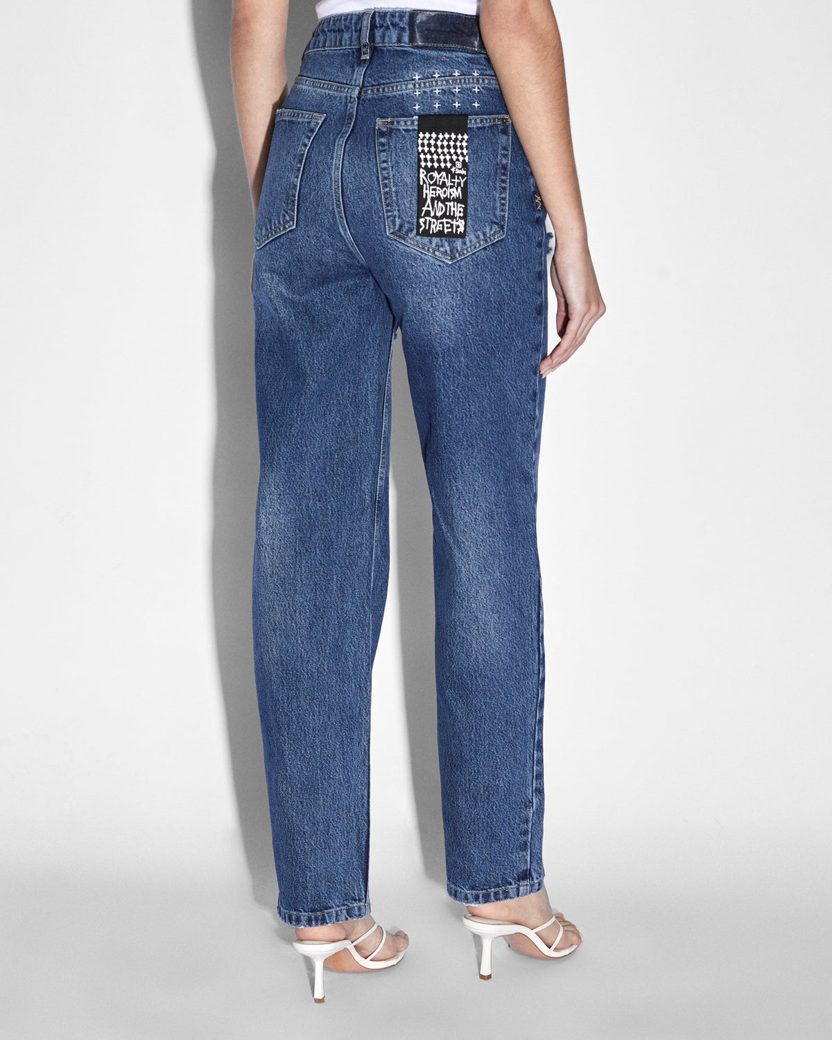 Womens Brooklyn Jean Stella Slashed Straight Denim Jeans - Denim
