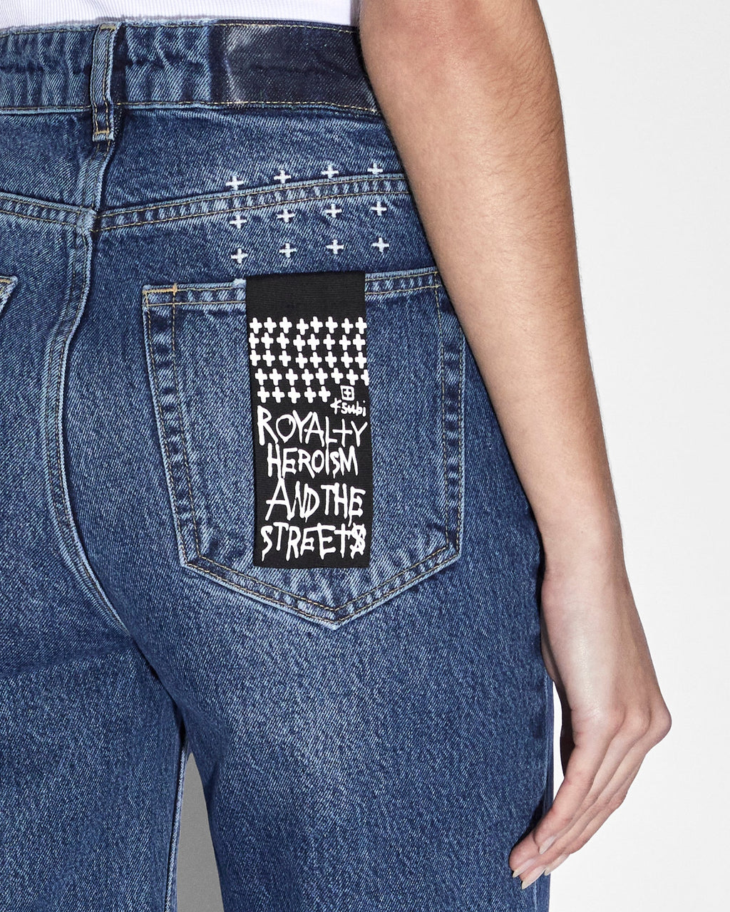 Womens Brooklyn Jean Stella Slashed Straight Denim Jeans - Denim