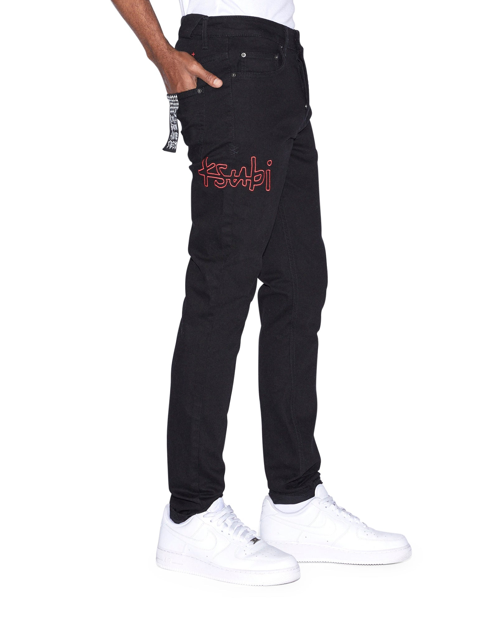 MENS  CHITCH CHICAGO LAID BLACK SLIM DENIM JEANS