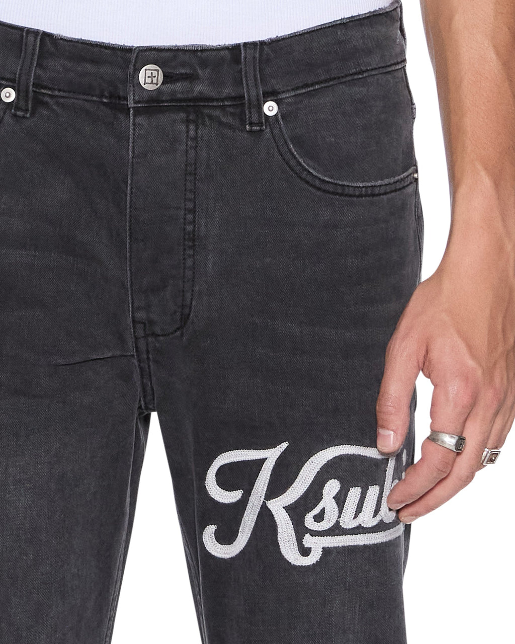 MENS CHITCH POWDER GREY OUTFIELD DENIM JEANS