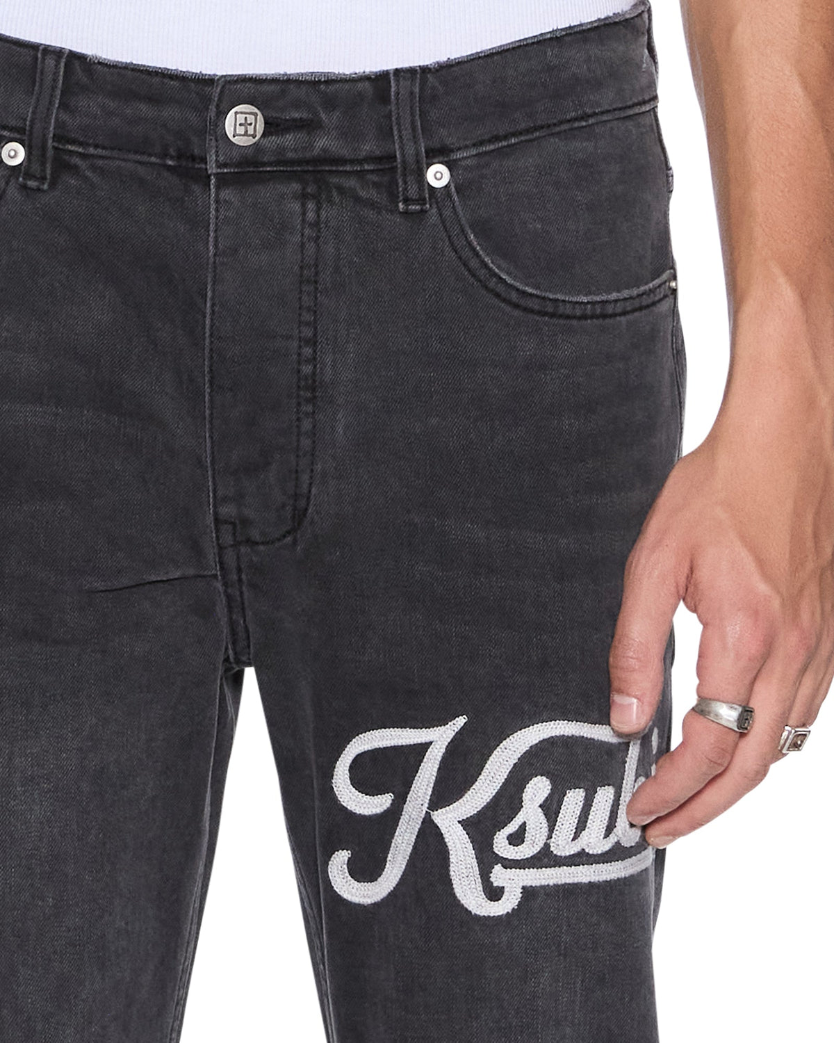 MENS CHITCH POWDER GREY OUTFIELD DENIM JEANS