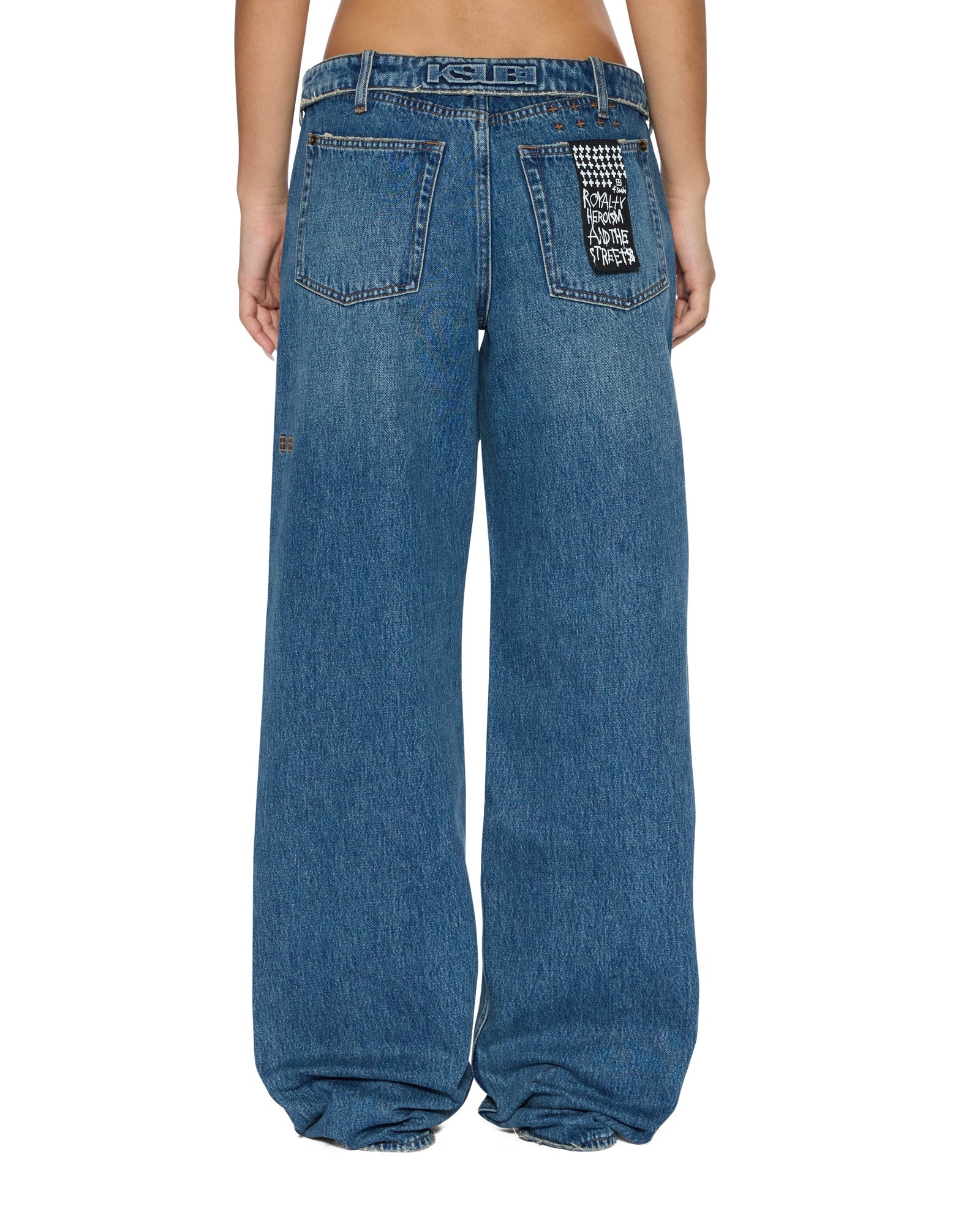 WOMENS  LOW RIDER FLIP AGED RELAXED DENIM JEANS
