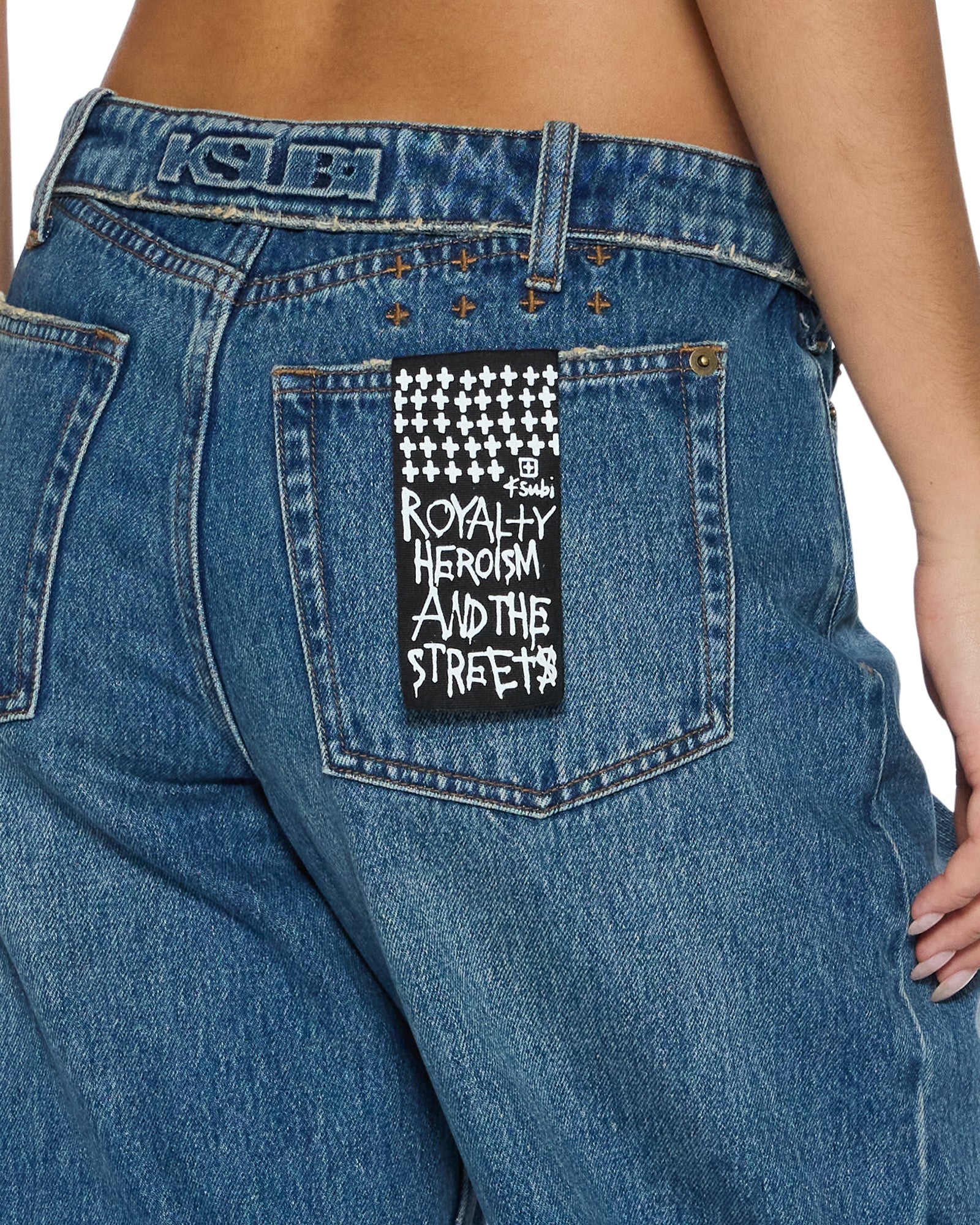 WOMENS  LOW RIDER FLIP AGED RELAXED DENIM JEANS