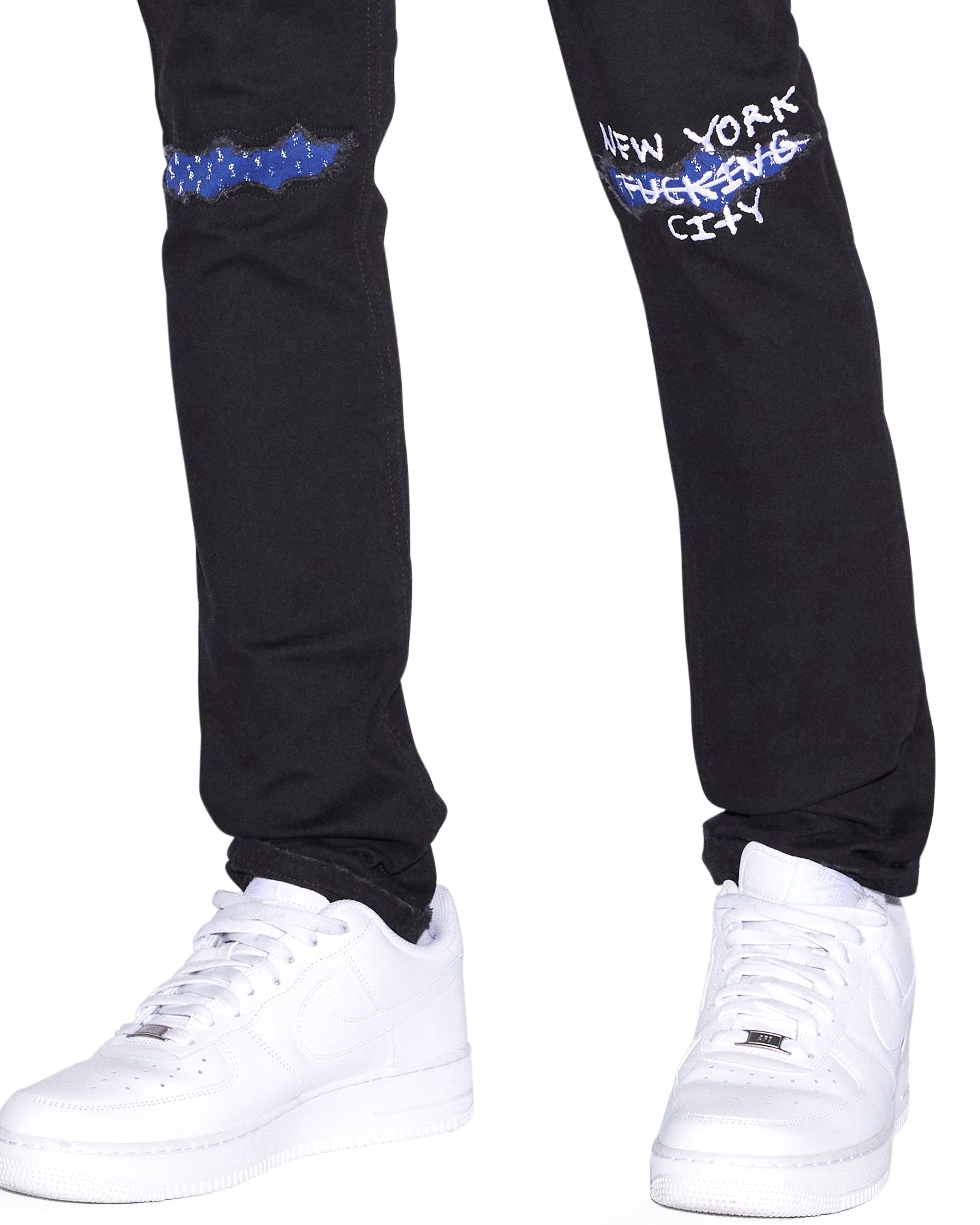 MENS  CHITCH NYC LAID BLACK SLIM DENIM JEANS