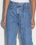 Womens Playback Belted Heritage Straight Denim Jeans - Denim
