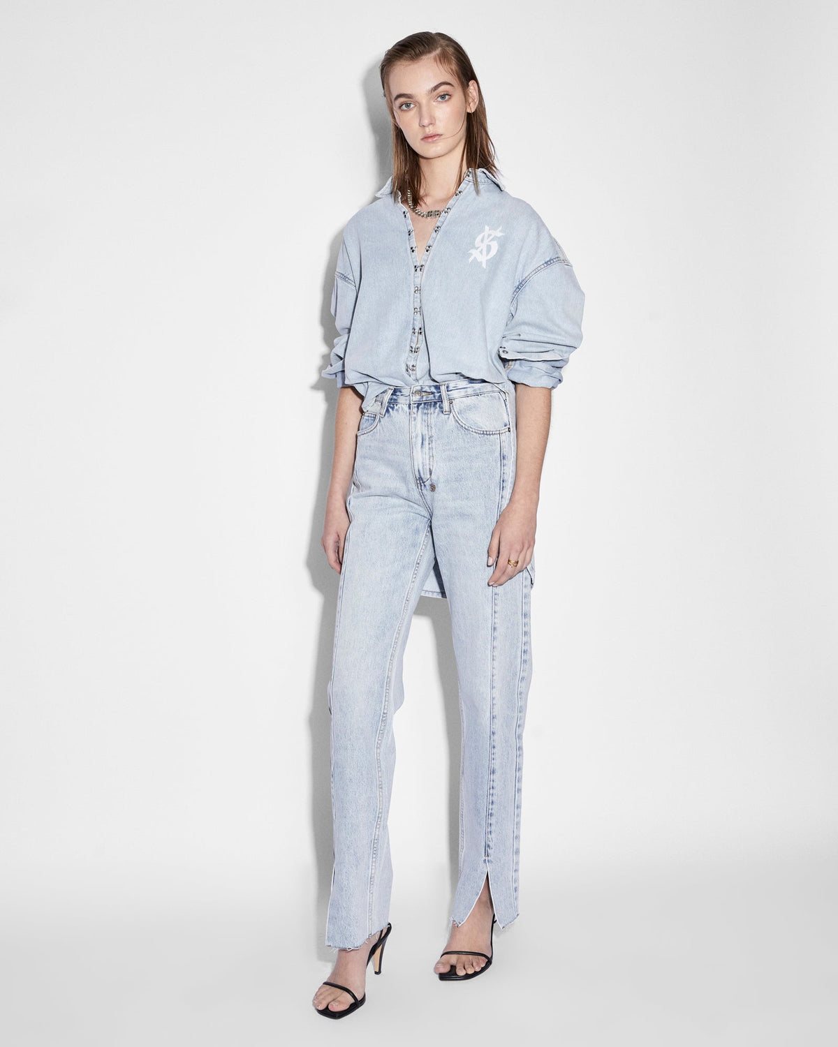 Womens Playback Muse Panel Straight Denim Jeans - Denim