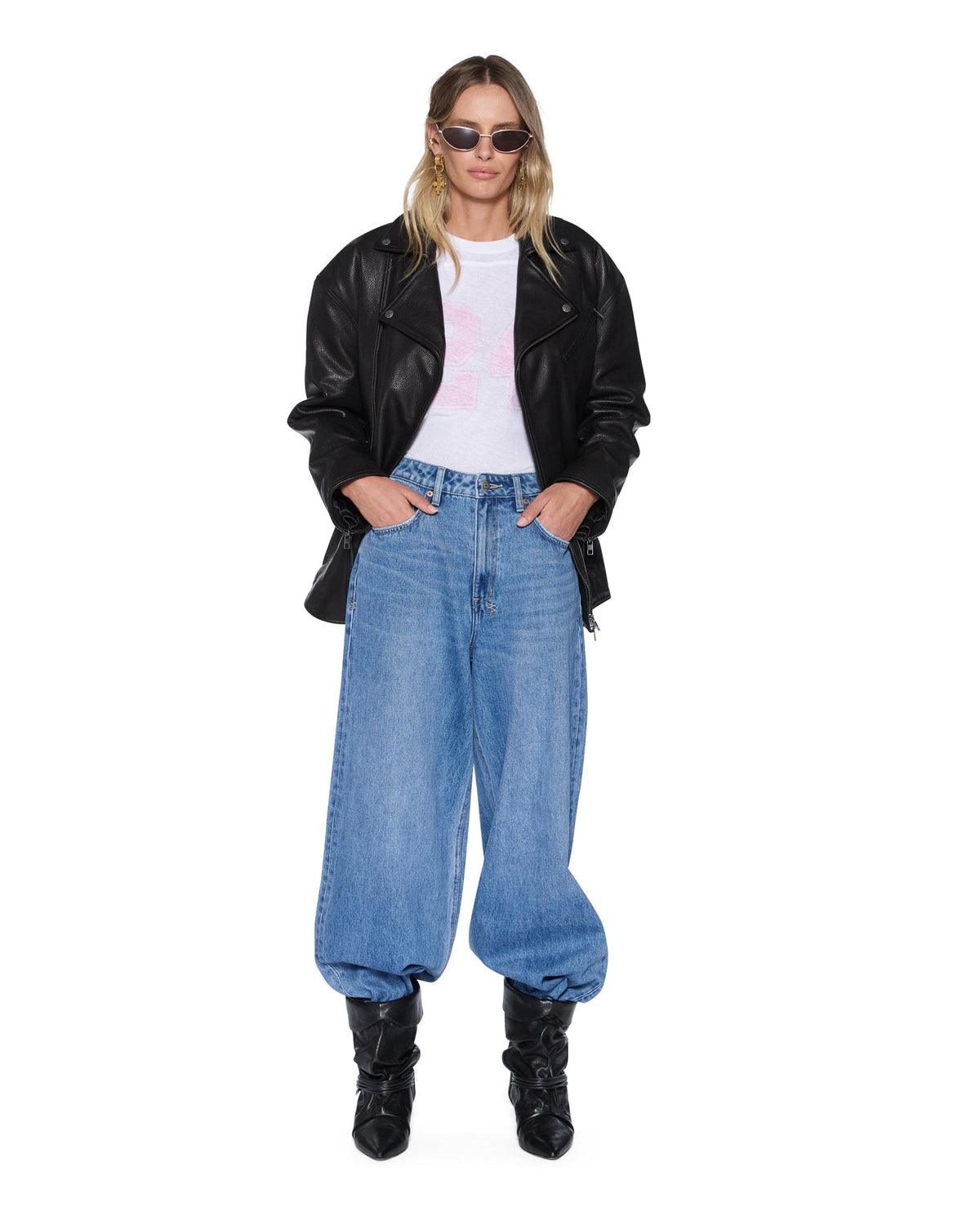 Womens Boyfriend Jean Frenchie Blue Baggy Denim Jeans - Denim