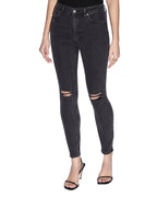 WOMENS SPRAY ON HELL CAT RIPPED DENIM JEANS