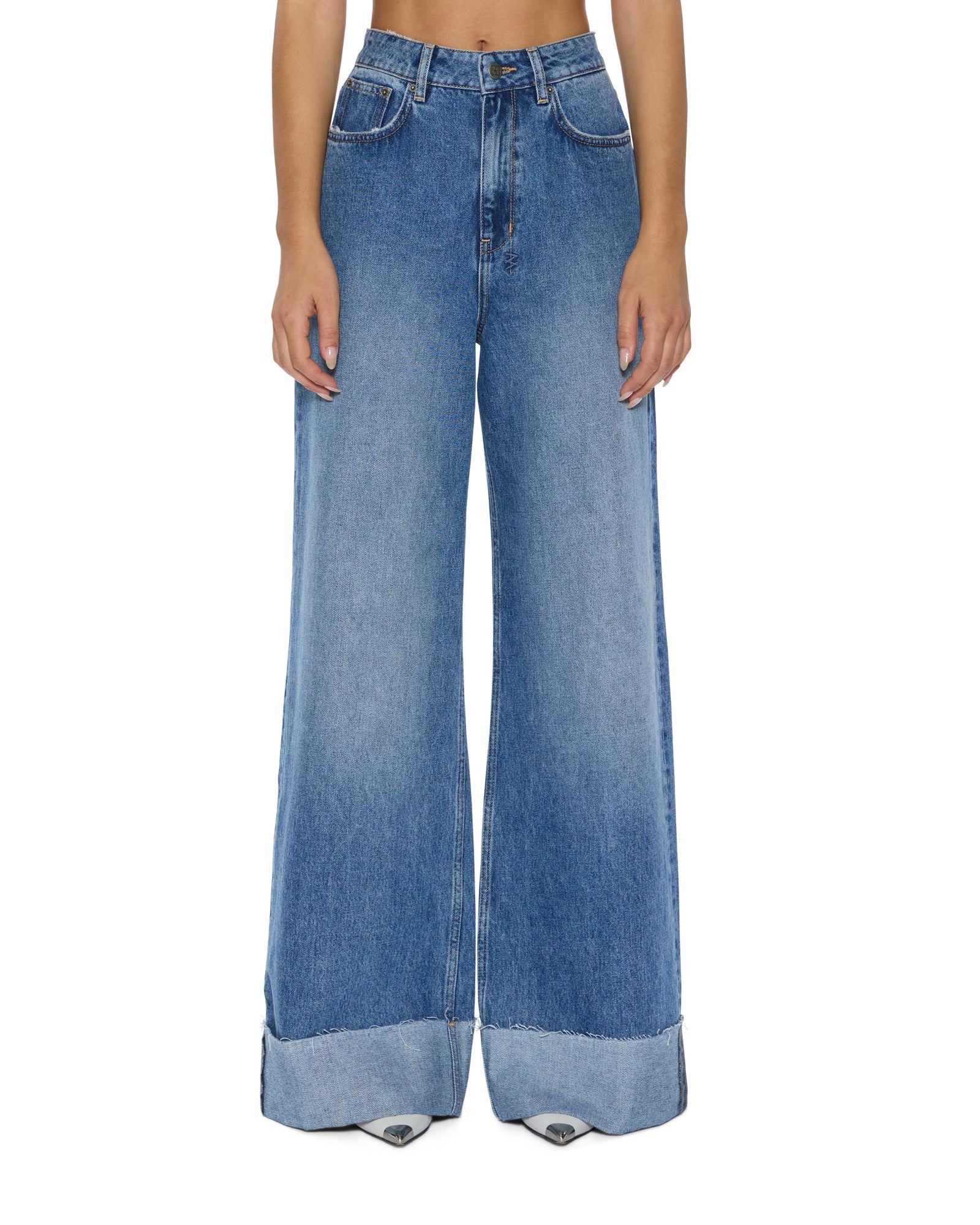 WOMENS  STRIDER TIDAL CUFFED WIDE DENIM JEANS