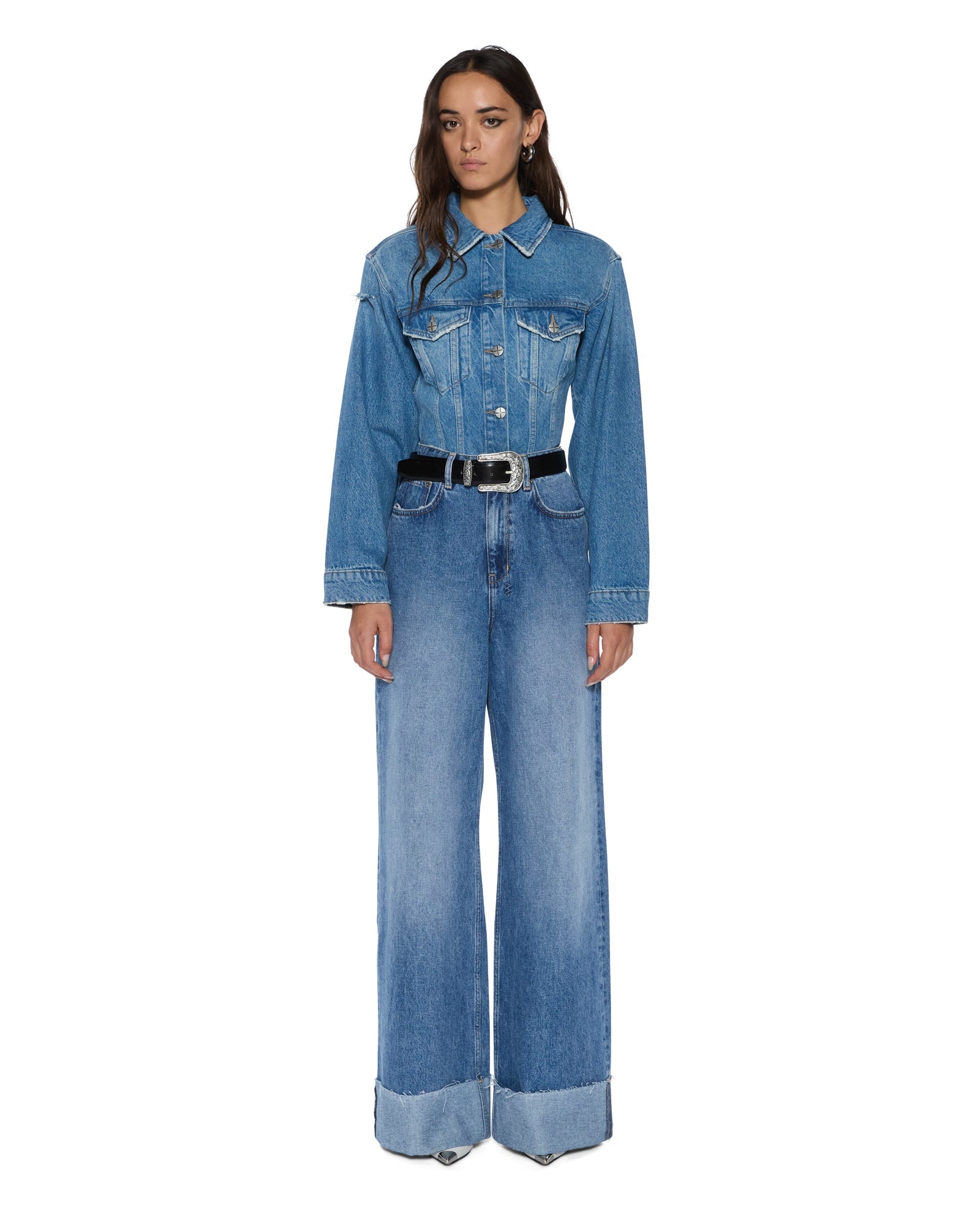 WOMENS  STRIDER TIDAL CUFFED WIDE DENIM JEANS