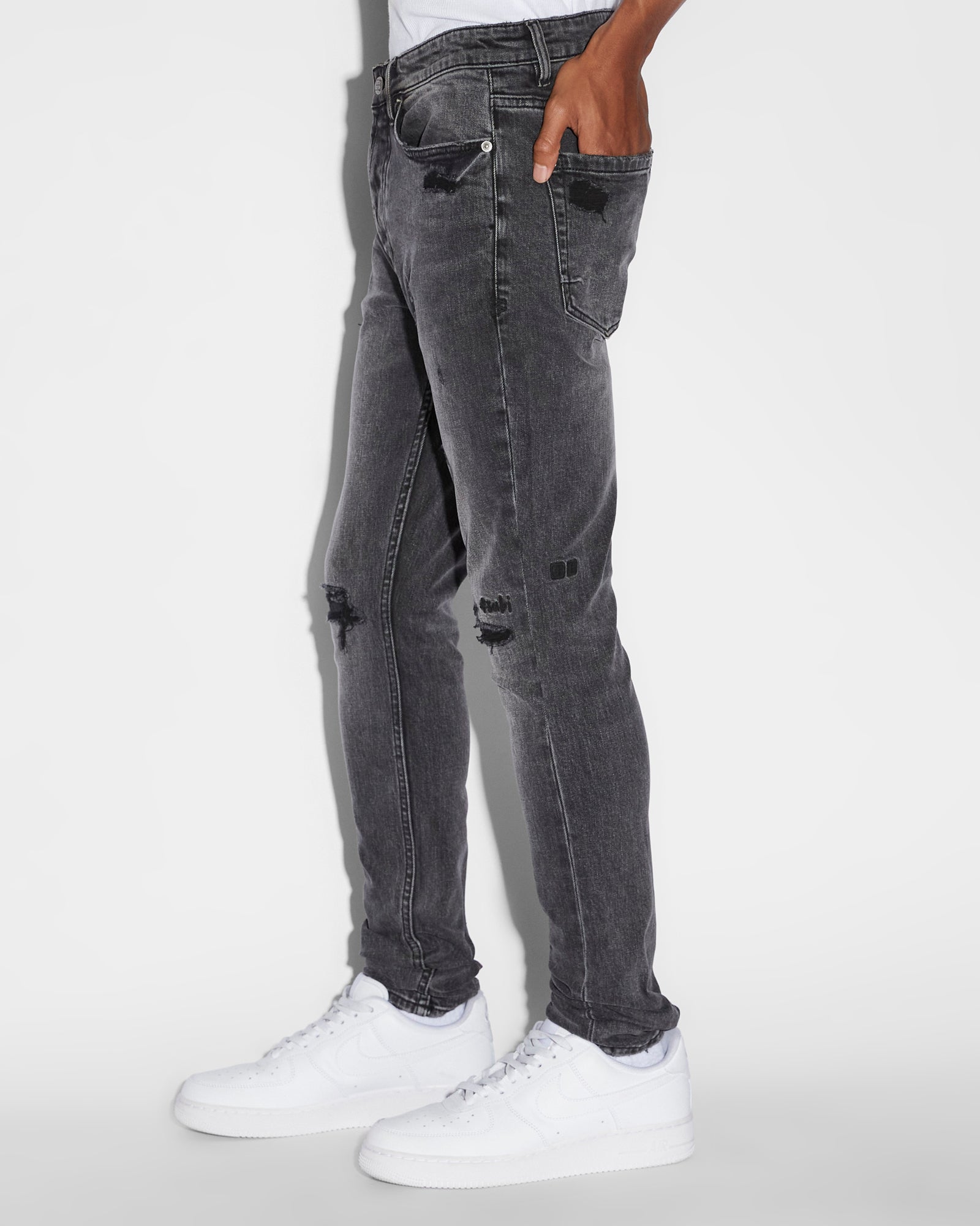 Van Winkle Skribed Mens Skinny Jeans - Faded Black Denim