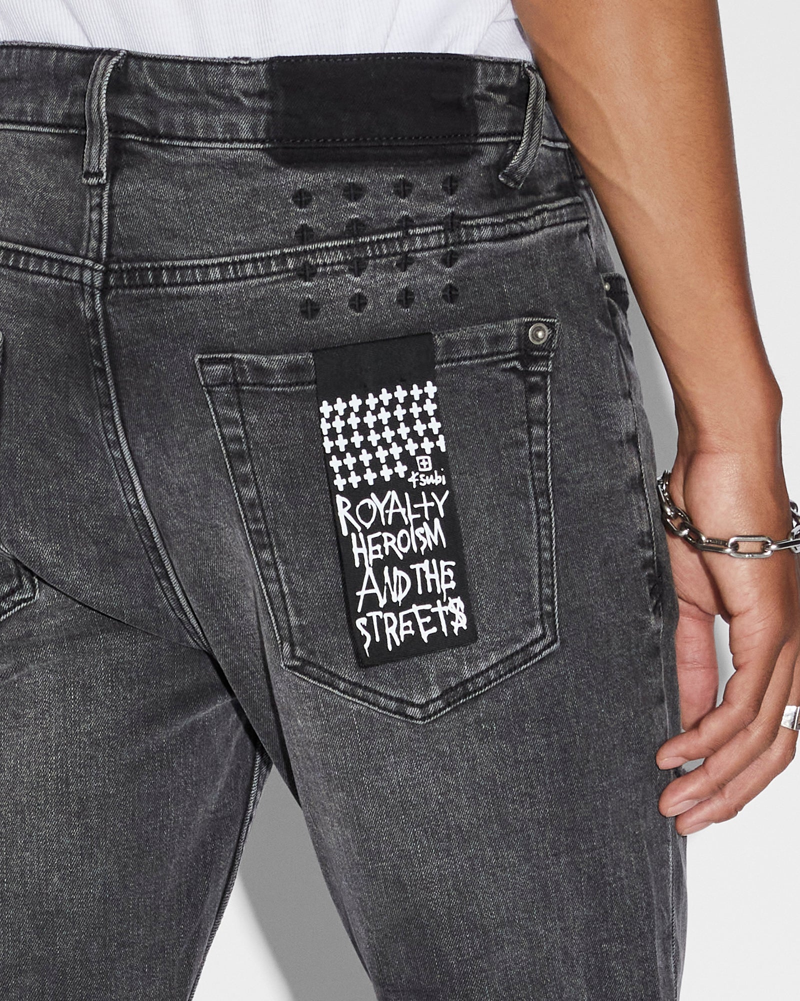 Van Winkle Skribed Mens Skinny Jeans - Faded Black Denim