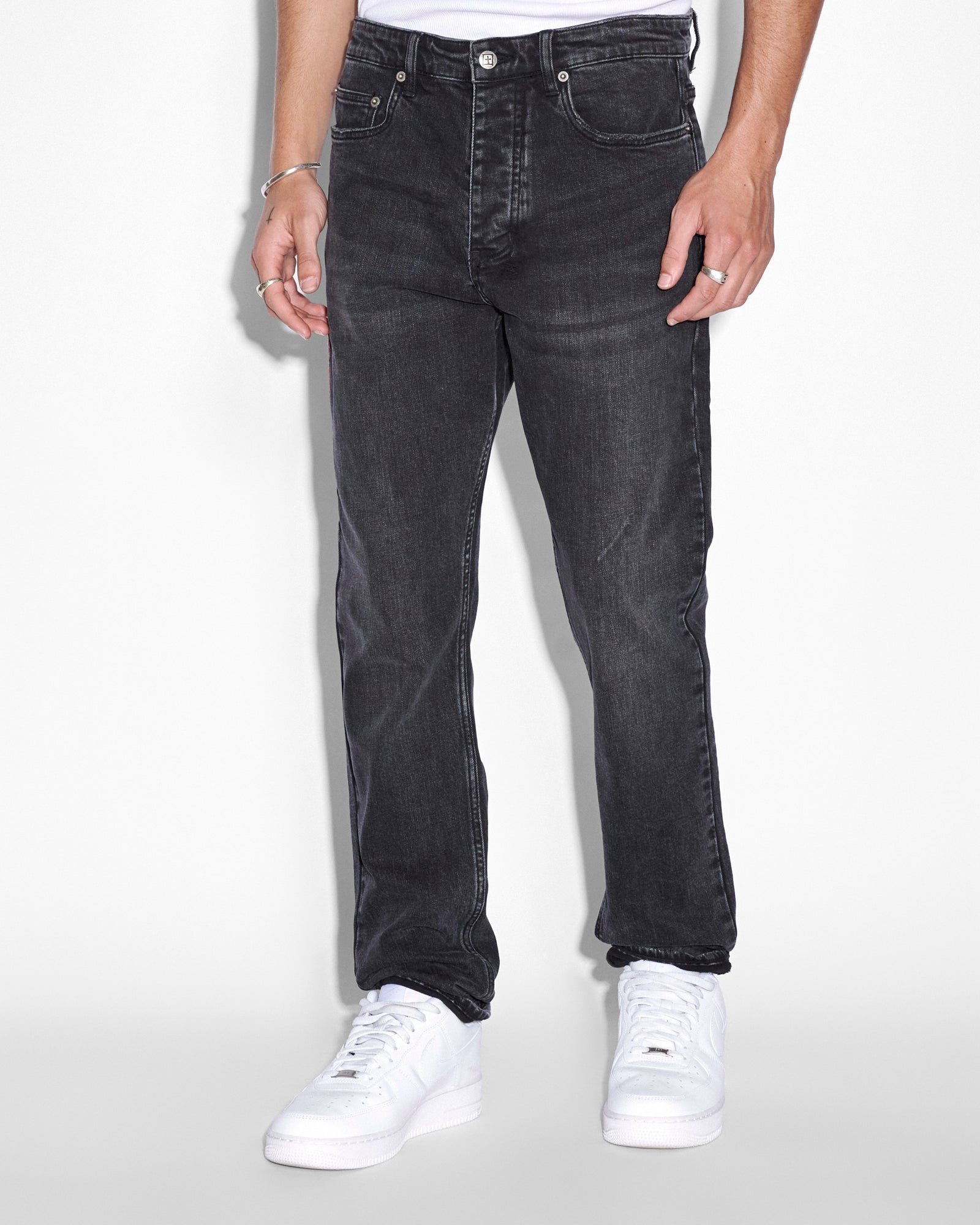 MENS  WOLFGANG STATIC BLACK TAPERED DENIM JEANS
