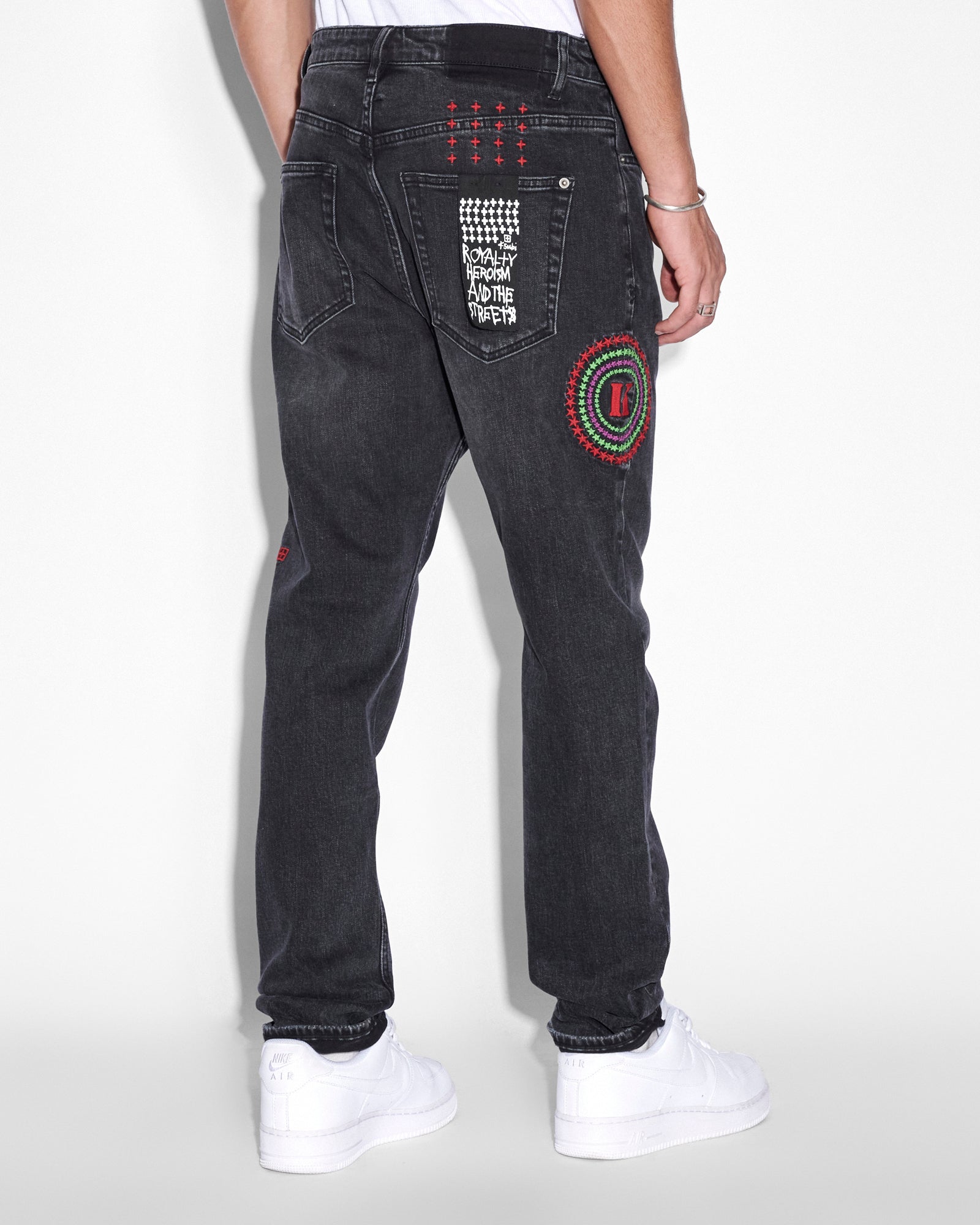 MENS  WOLFGANG STATIC BLACK TAPERED DENIM JEANS