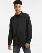 Mens Kash Ls Shirt Black Red Regular Shirts - Black