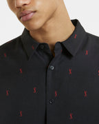 Mens Kash Ls Shirt Black Red Regular Shirts - Black