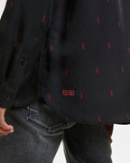 Mens Kash Ls Shirt Black Red Regular Shirts - Black