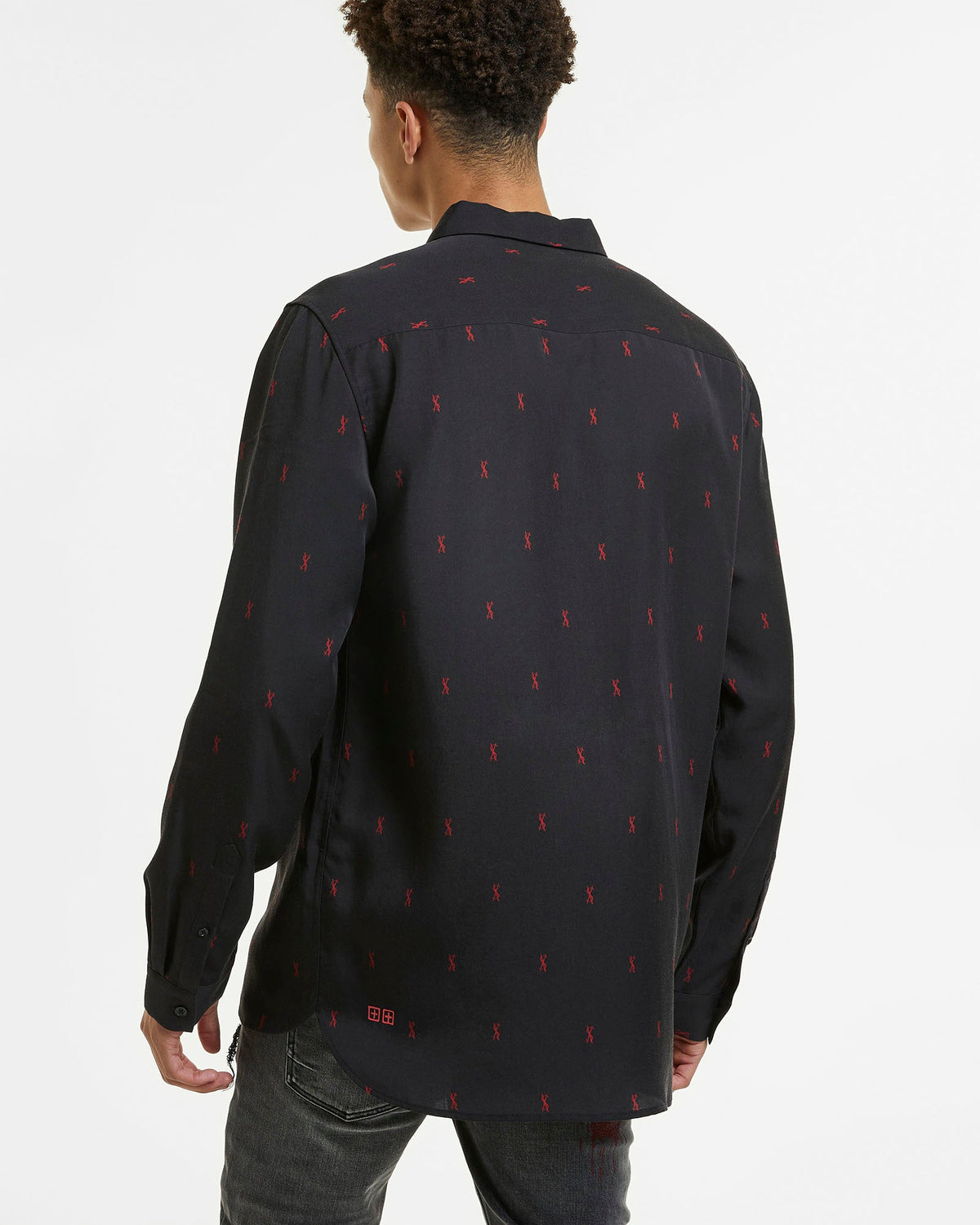 Mens Kash Ls Shirt Black Red Regular Shirts - Black