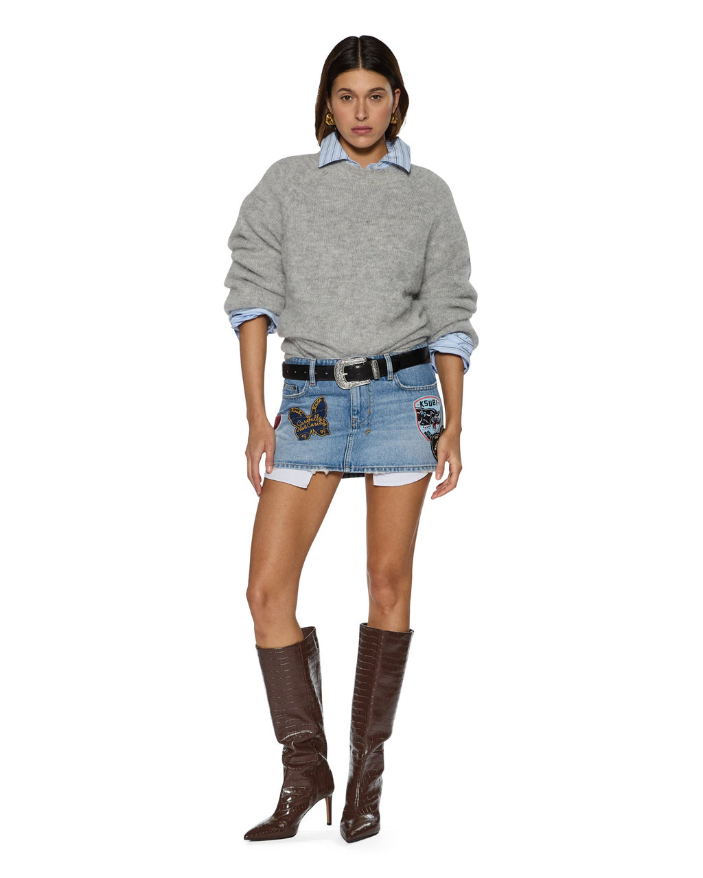 WOMENS COSY KNIT LIGHT GREY KNITWEAR