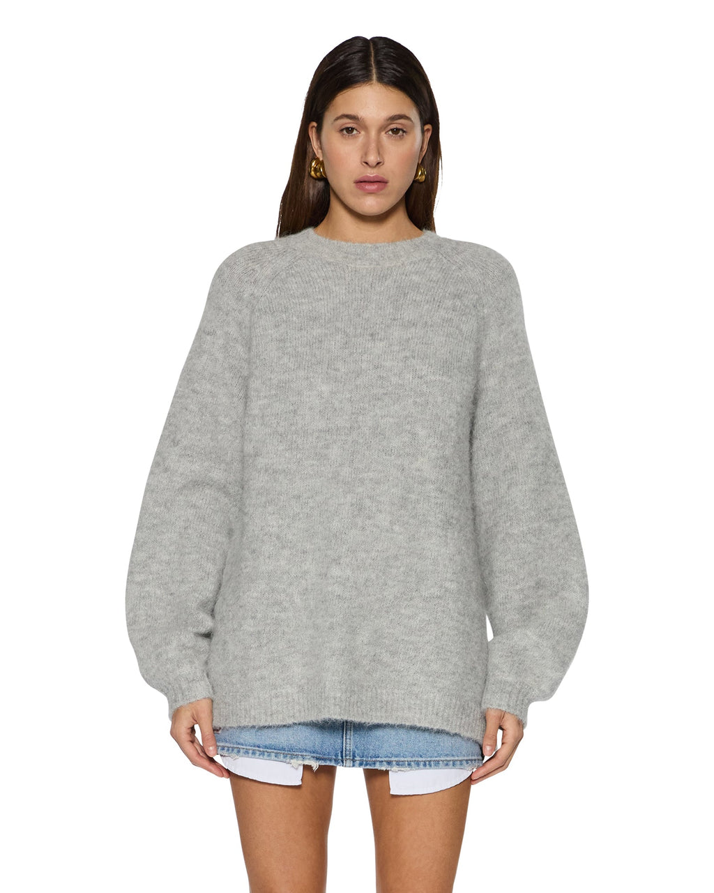 WOMENS COSY KNIT LIGHT GREY KNITWEAR
