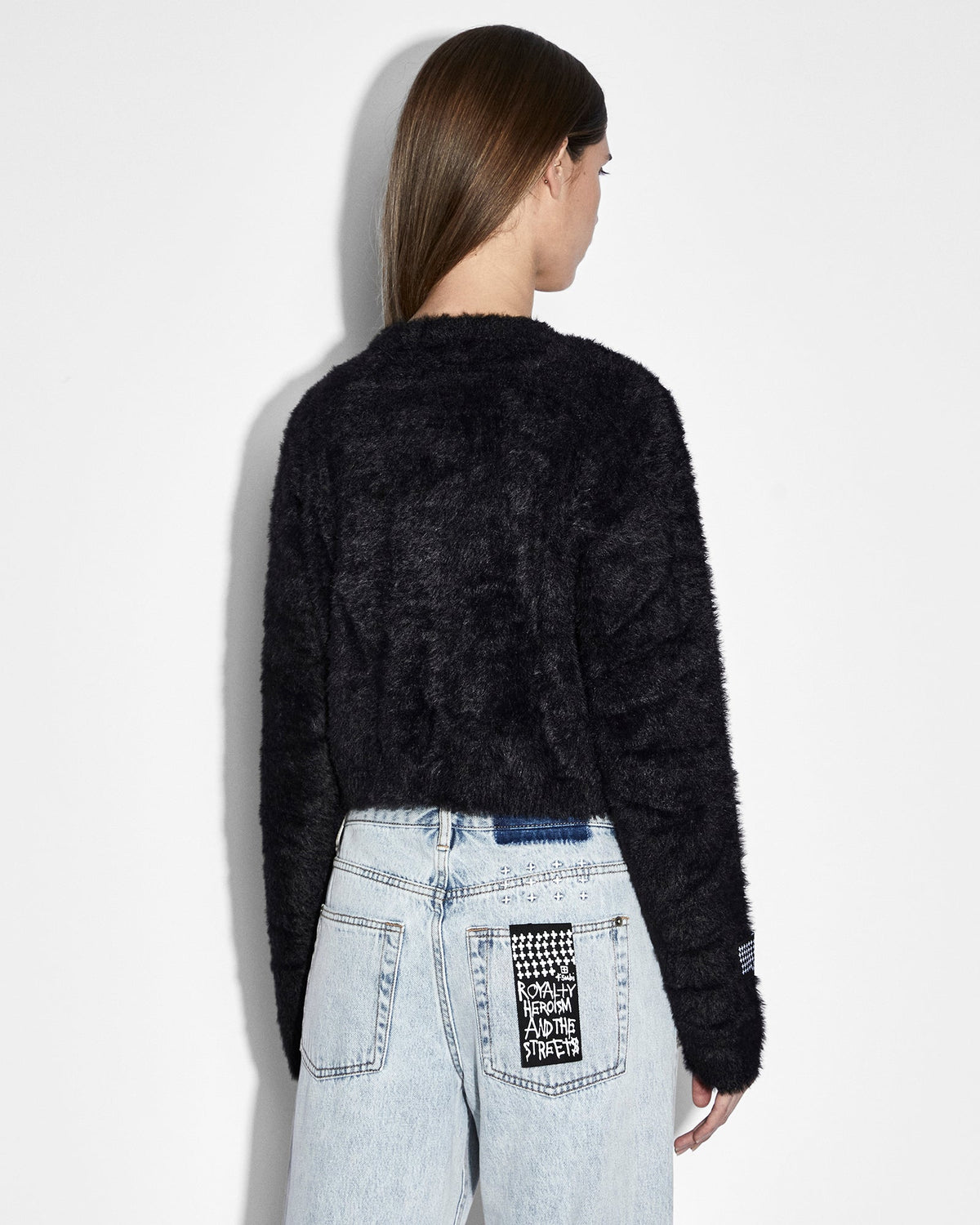 WOMENS CROPPED SWEATER BLACK KNITWEAR