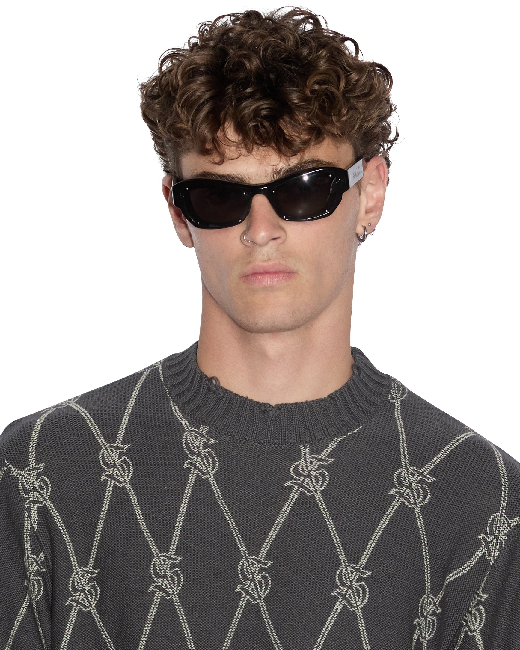 MENS  DIAMOND DOLLAR KNIT CREW GREY REGULAR KNITWEAR