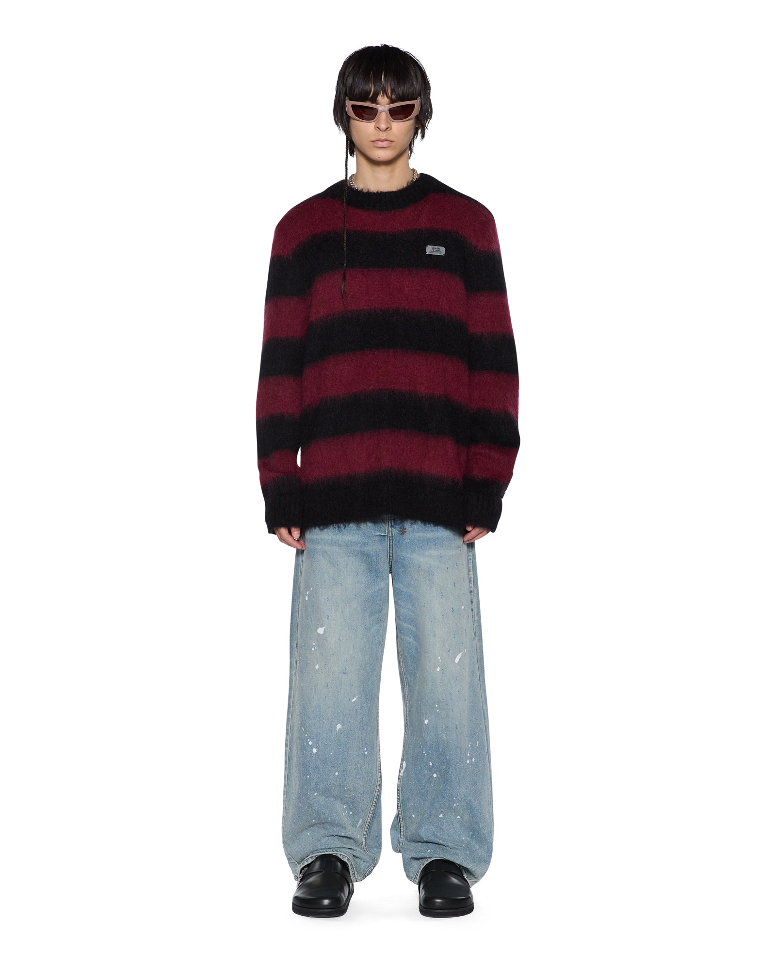 MENS  RUGGED MOHAIR KNIT CREWNECK OX BOXY KNITWEAR