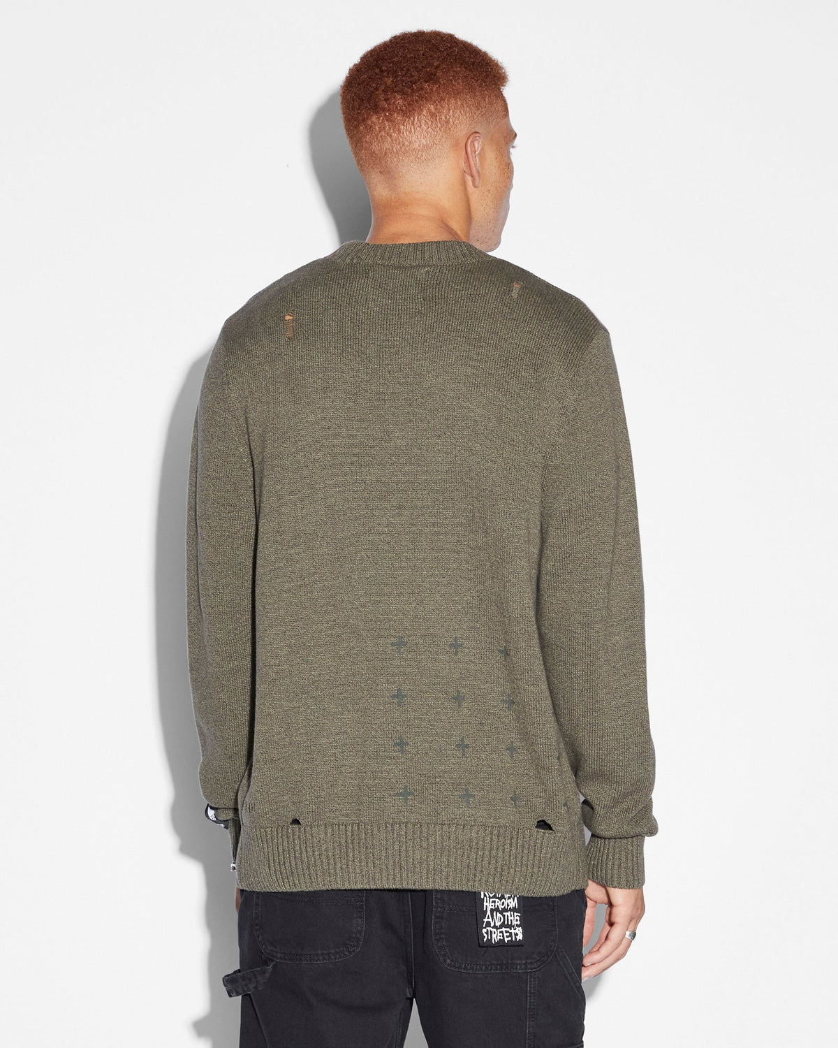 Mens Vintage Dollar Knit Crew Surplus Regular Knitwear - Green