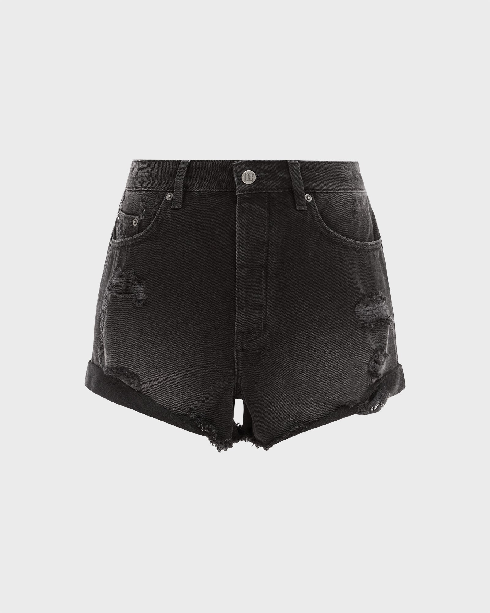 WOMENS  ROLLIN OUT SHORT TRASHED BLACK RELAXED WALKSHORTS