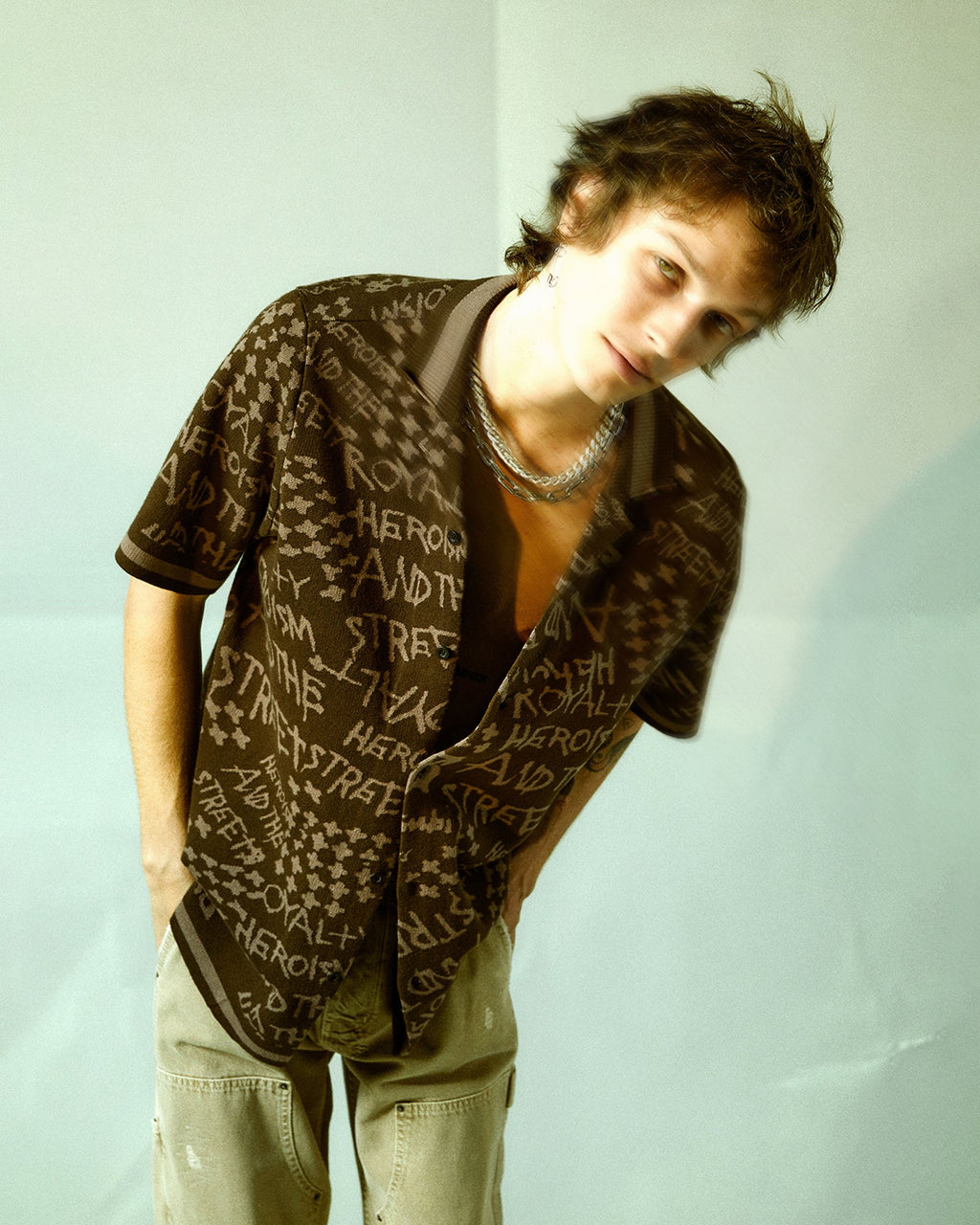 Mens Heroism Knit Resort Ss Shirt Java Regular Shirts - Brown