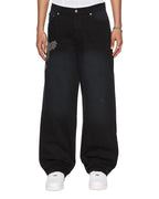 Mens Maxx Replica Eagle Baggy Denim Jeans - Black