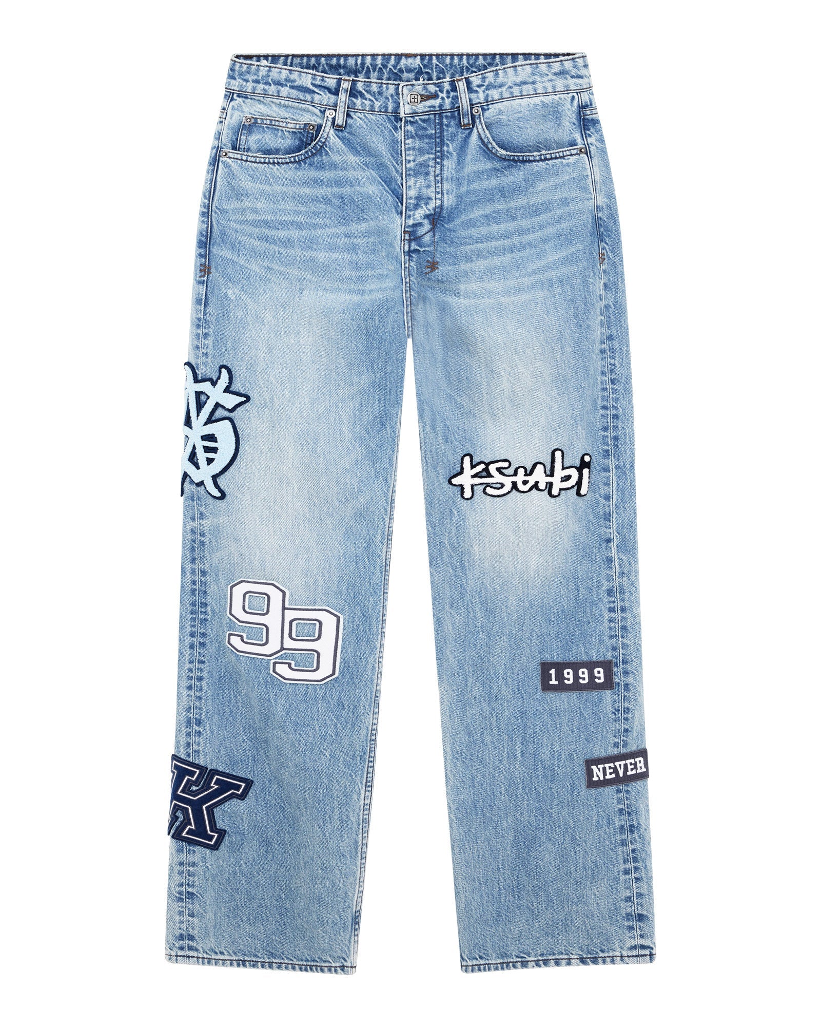 MENS  MAXX STRIKER PATCHED BAGGY DENIM JEANS