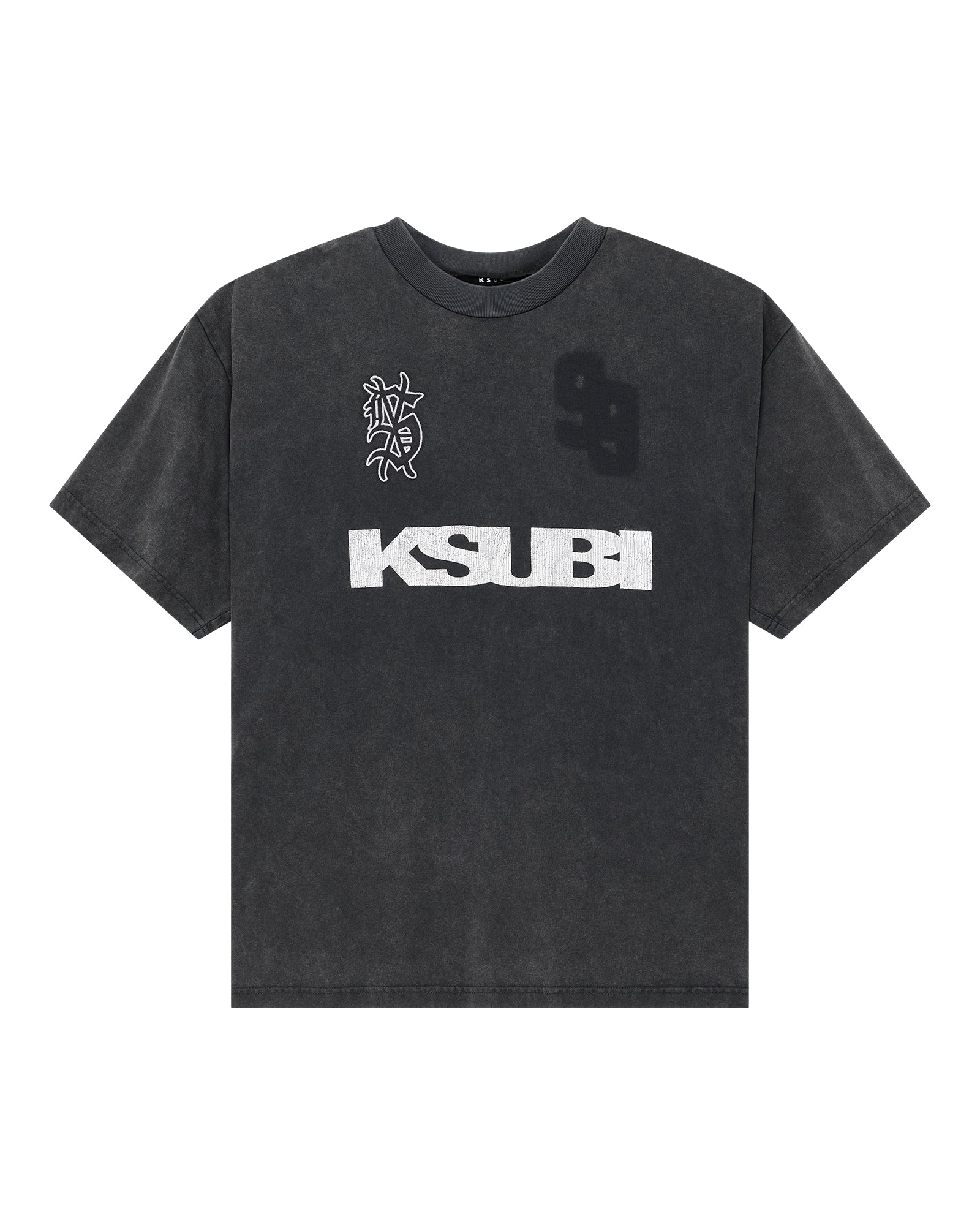 MENS  RUGGED EKCESS SS TEE BLASTED BLACK OVERSIZED TEES