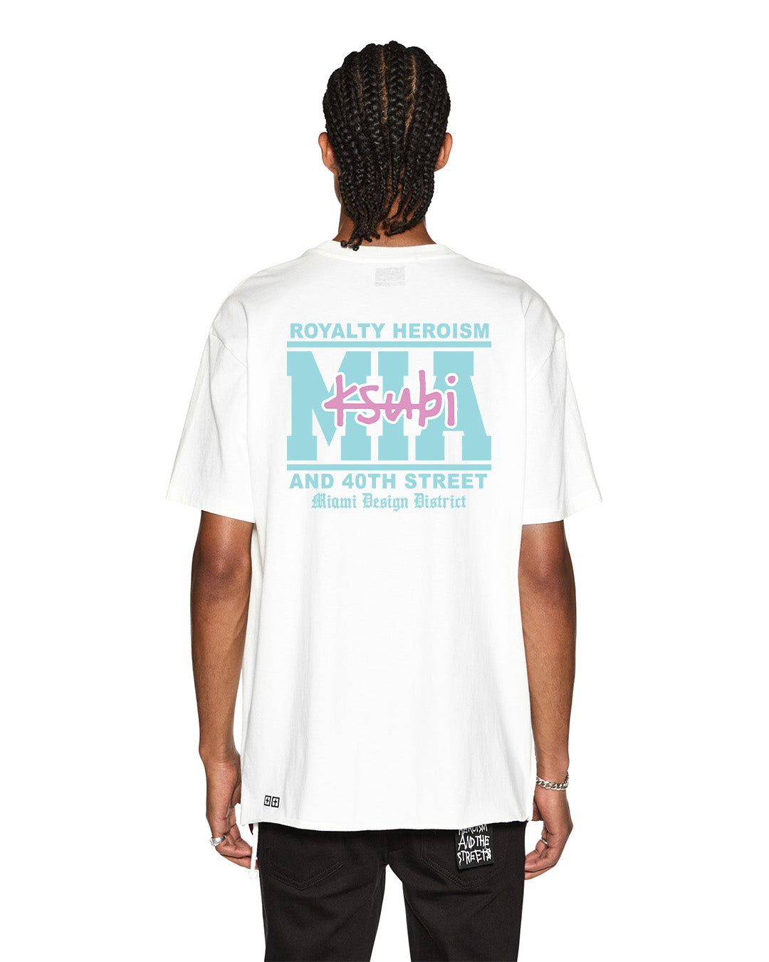 MENS  MIAMI AND THE STREETS SS BIGGIE TEE WHITE OVERSIZED TEES