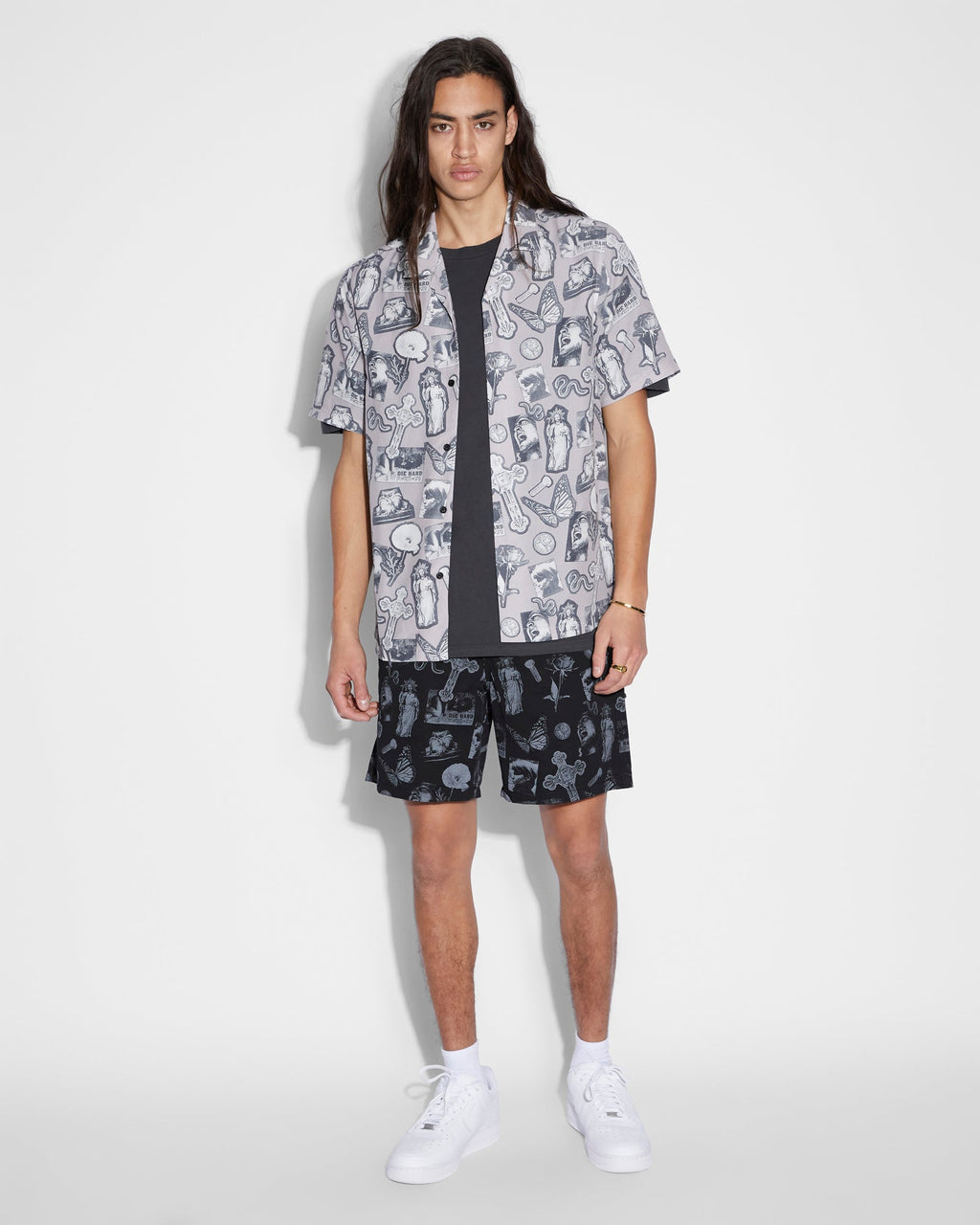 Mens Kut Out Resort Ss Shirt Silt Regular Shirts - Black