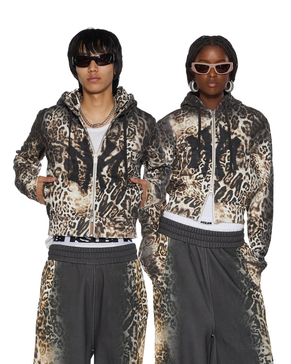 Womens Mowalola Zip Hoodie Cheetah Fleece | Ksubi ++