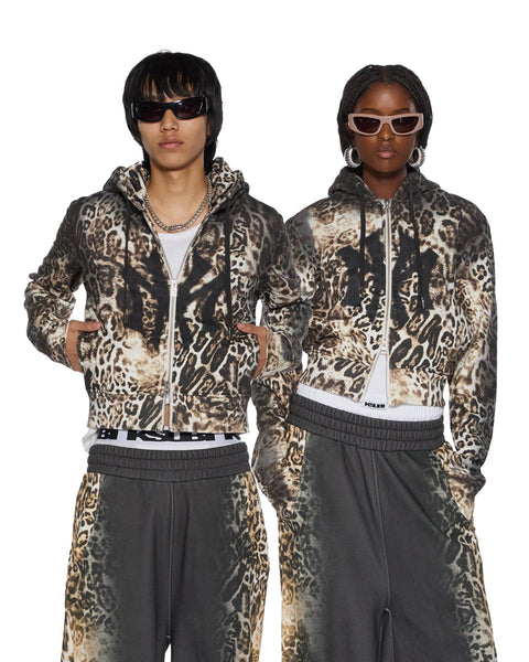 Womens Mowalola Zip Hoodie Cheetah Fleece | Ksubi ++