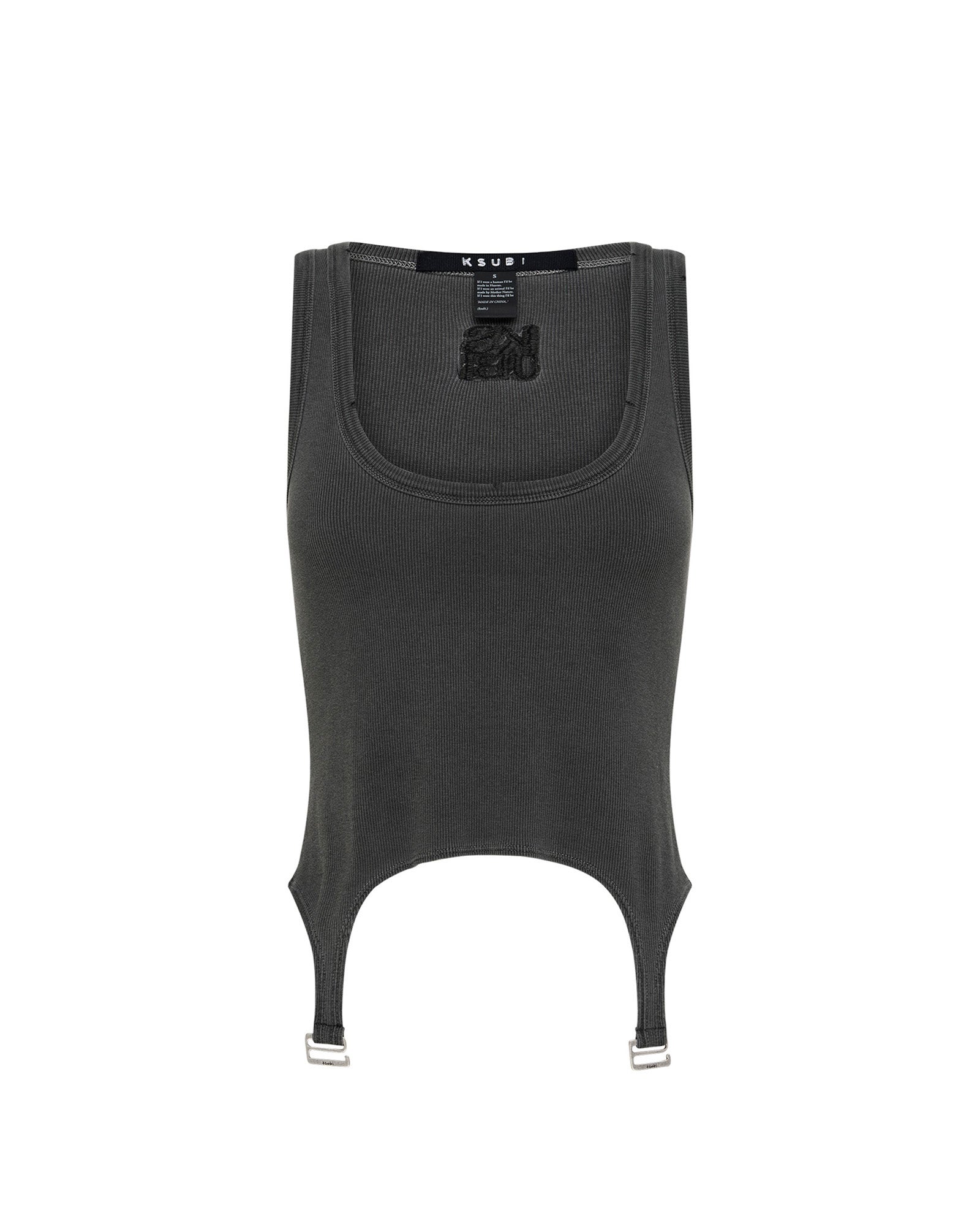 WOMENS  ORIGIN TANK GARTER CHARCOAL FITTED FASHION TOPS