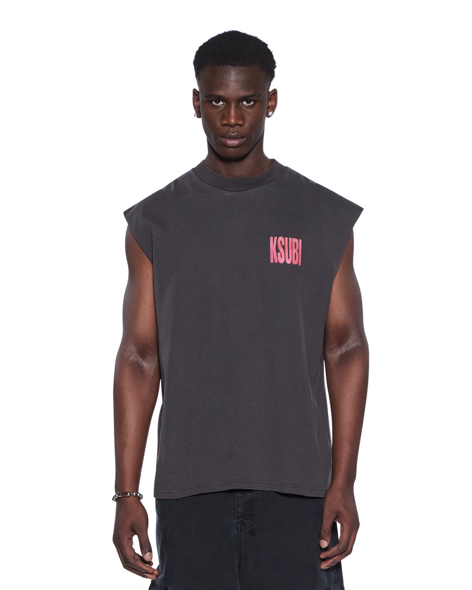 MENS  PANTHERA CUT OFF BIGGIE TEE ASH OVERSIZED TEES