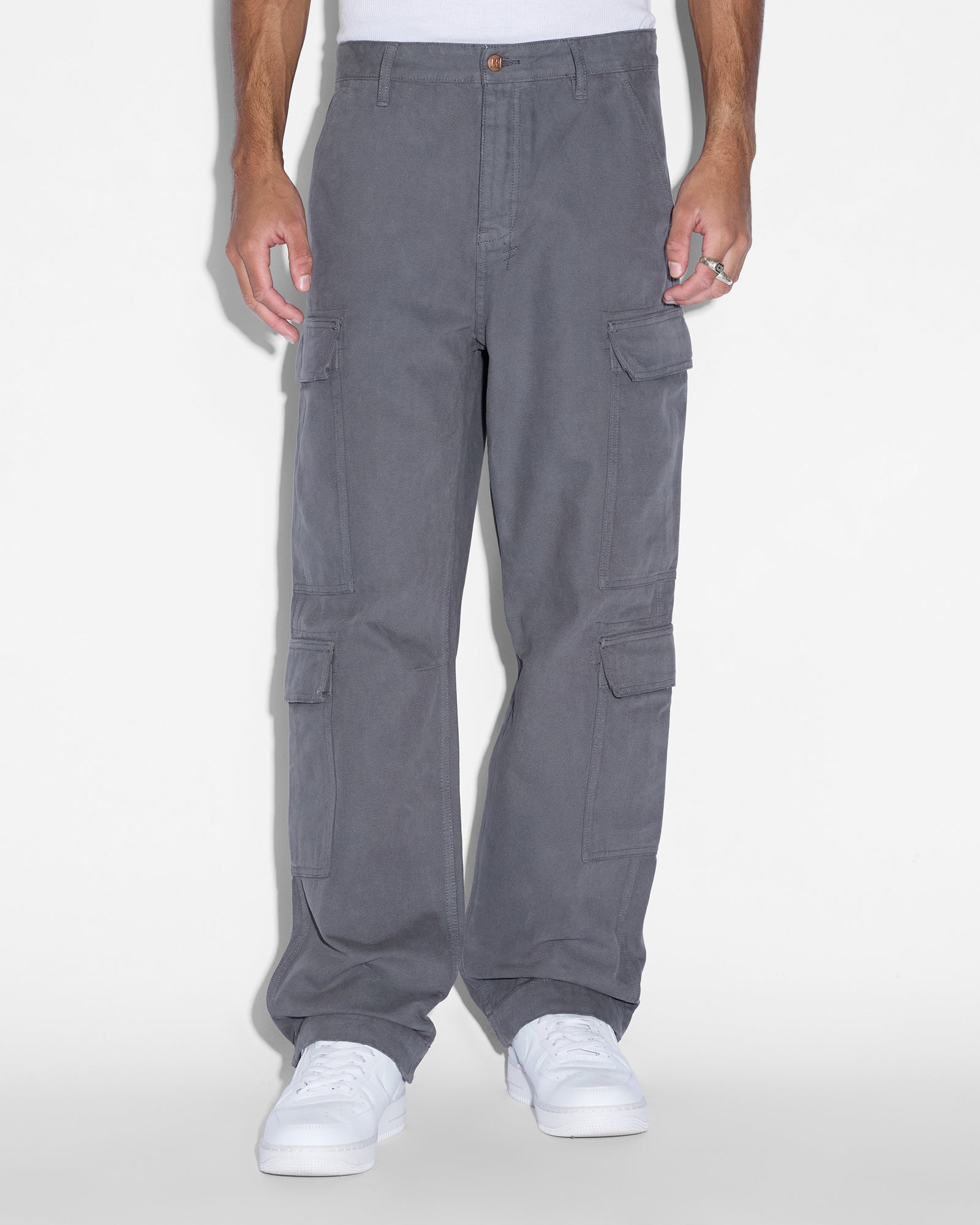 MENS ALL HANDS CARGO PANT WASHED BLACK RELAXED PANTS