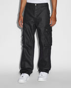 Mens Fugitive Cargo Waxed Relaxed Pants - Black