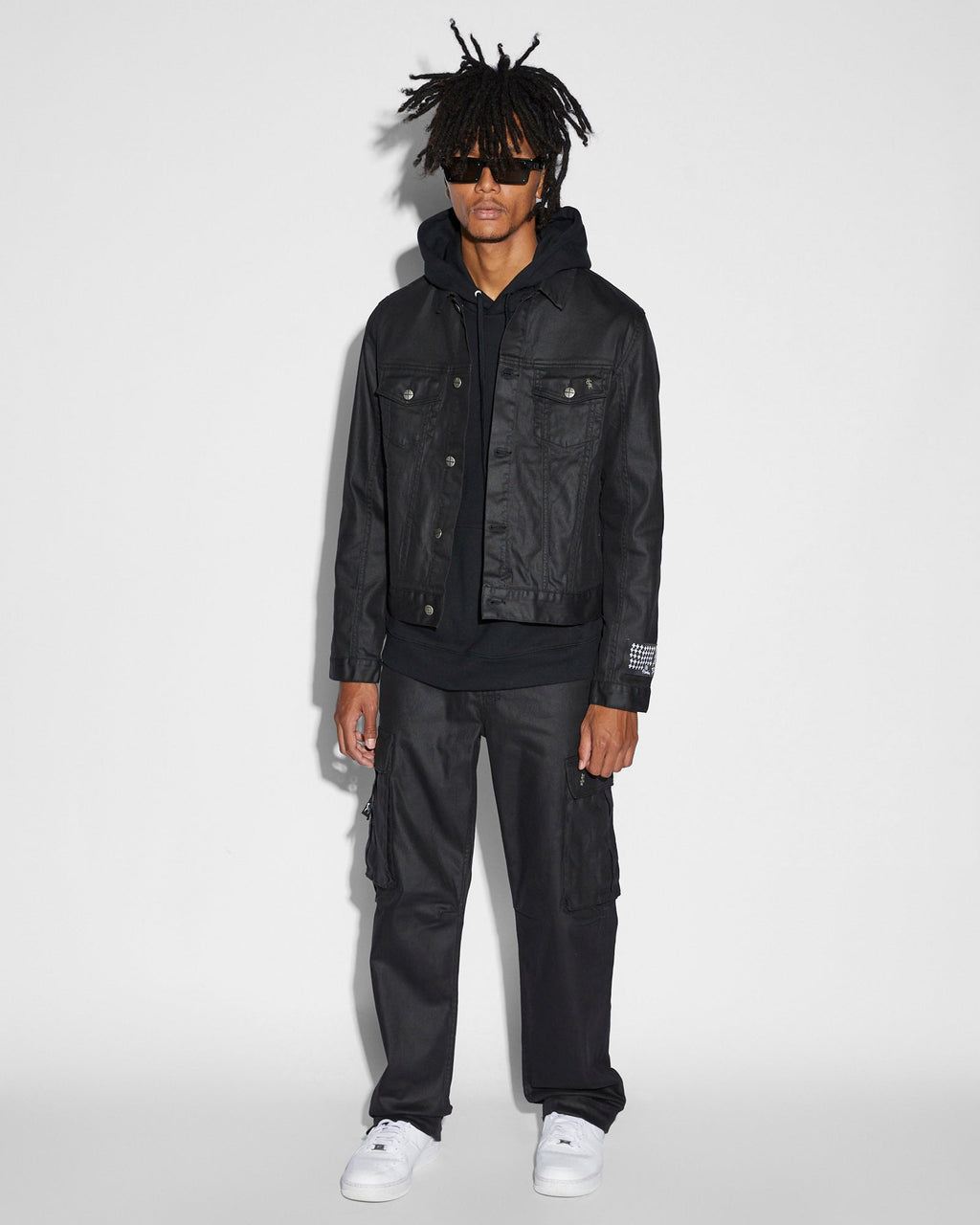 Mens Fugitive Cargo Waxed Relaxed Pants - Black