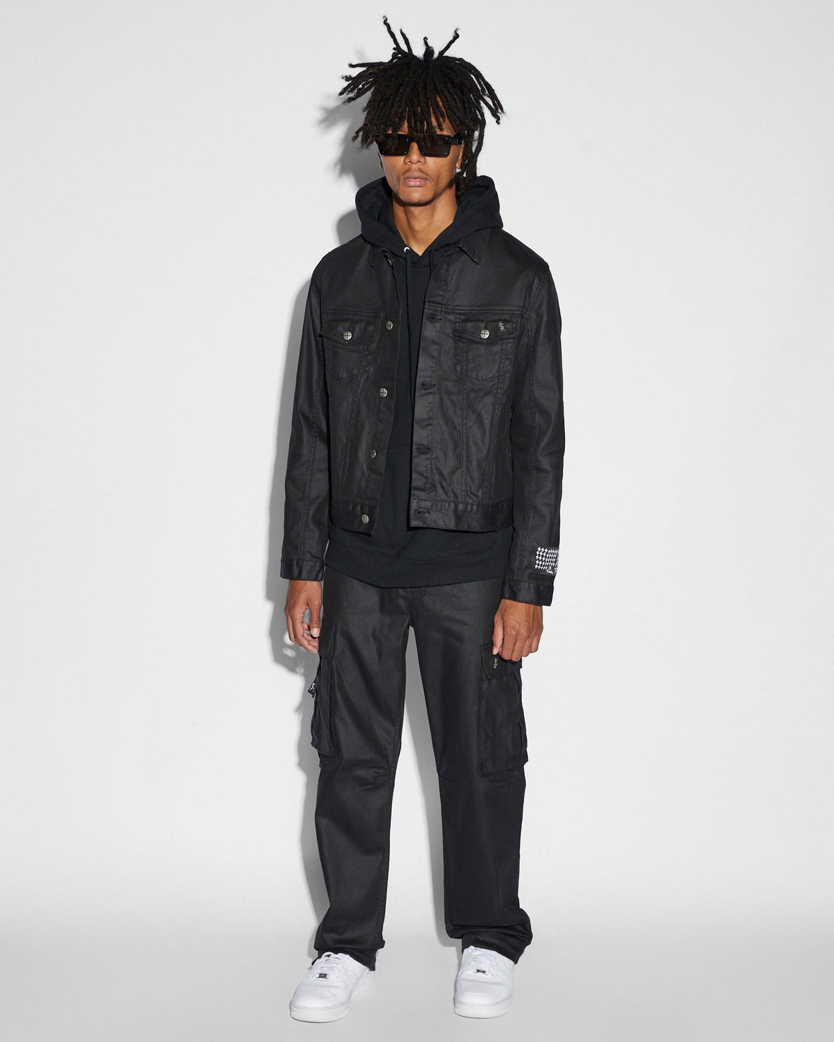 Mens Fugitive Cargo Waxed Relaxed Pants - Black