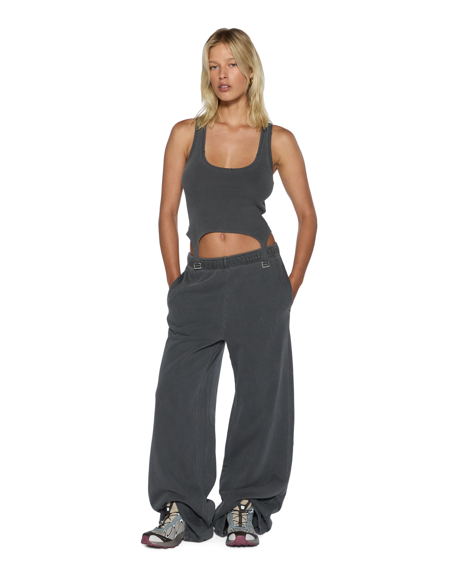WOMENS  SOTT ORIGIN TRAKPANT CHARCOAL RELAXED PANTS